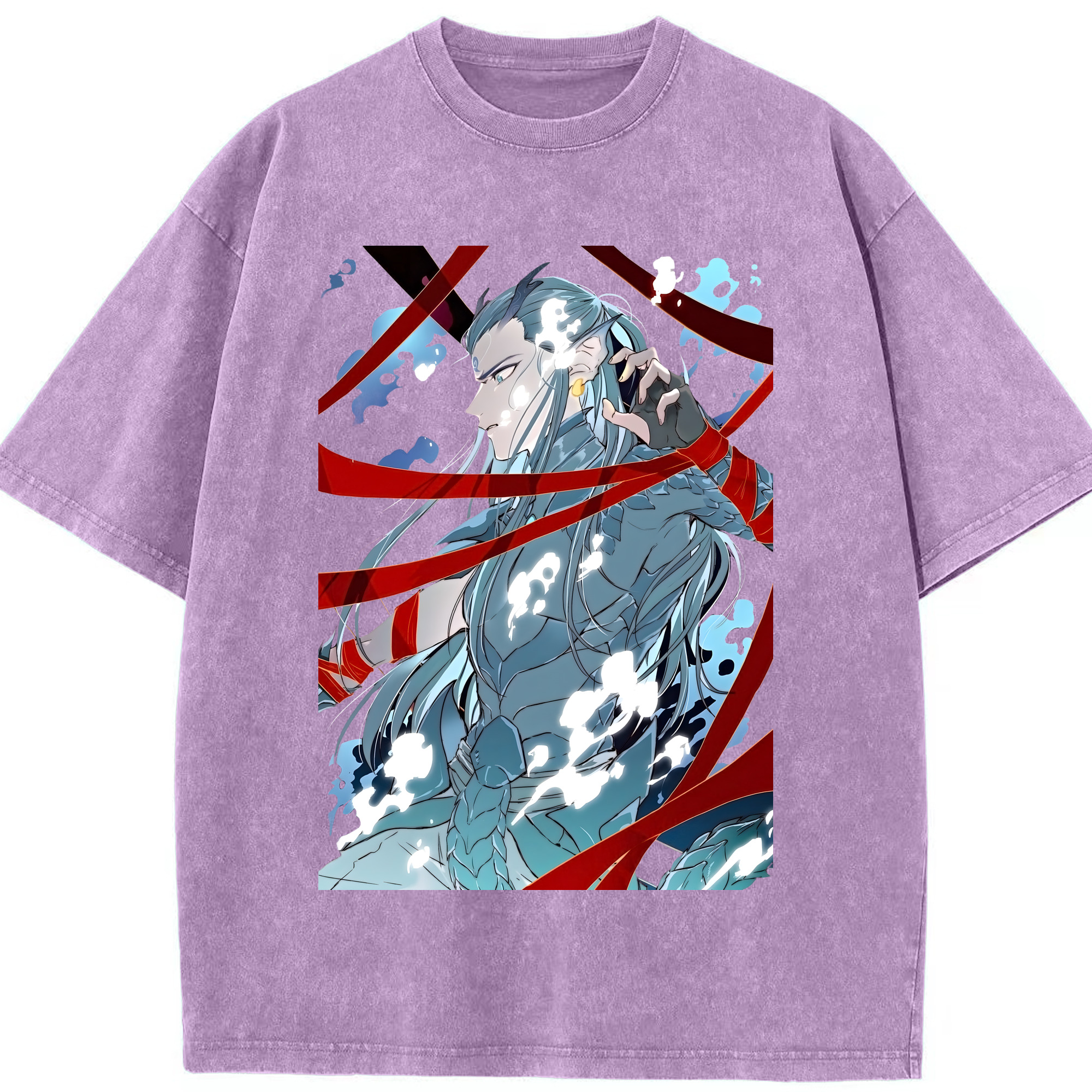 （画像用） Ne Zha 2 ナタ 魔童の大暴れ 綿100% ヴィンテージ風 半袖Tシャツ（フロントプリント）
