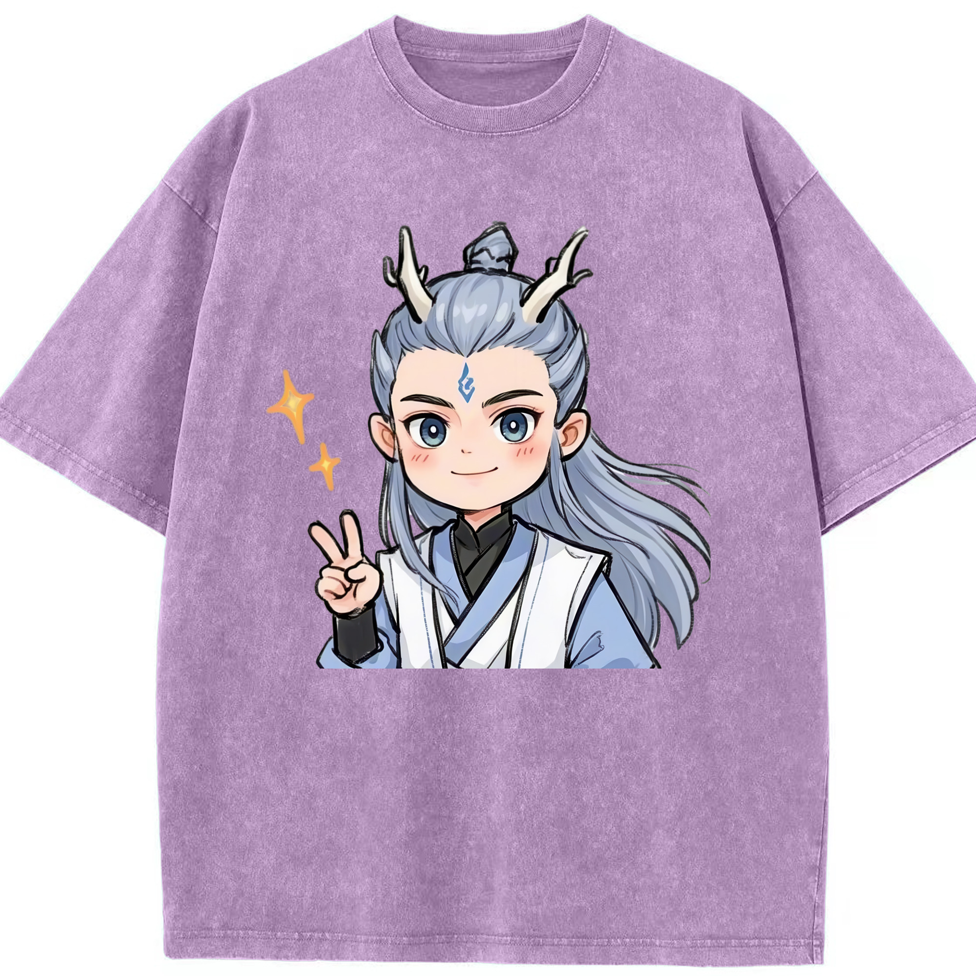 （画像用） Ne Zha 2 ナタ 魔童の大暴れ 綿100% ヴィンテージ風 半袖Tシャツ（フロントプリント）