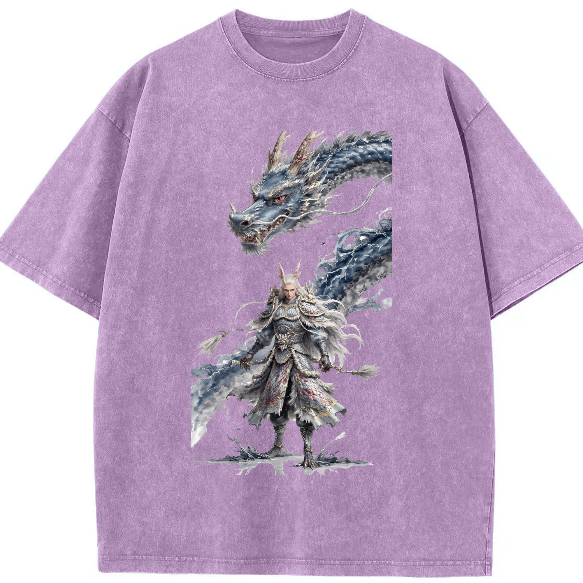 （画像用） Ne Zha 2 ナタ 魔童の大暴れ 綿100% ヴィンテージ風 半袖Tシャツ（フロントプリント）