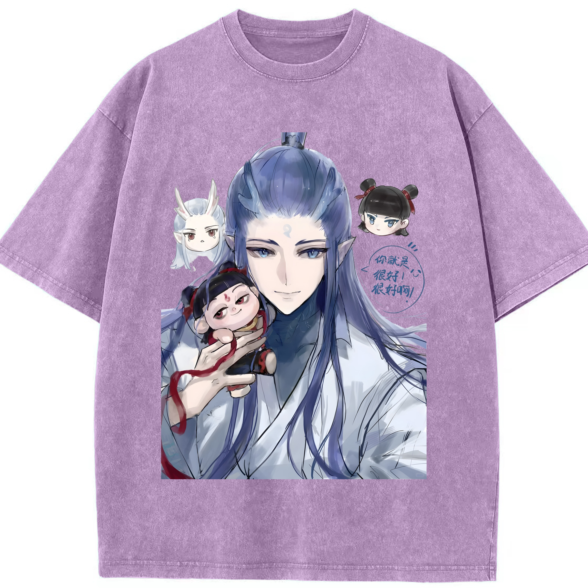 （画像用） Ne Zha 2 ナタ 魔童の大暴れ 綿100% ヴィンテージ風 半袖Tシャツ（フロントプリント）