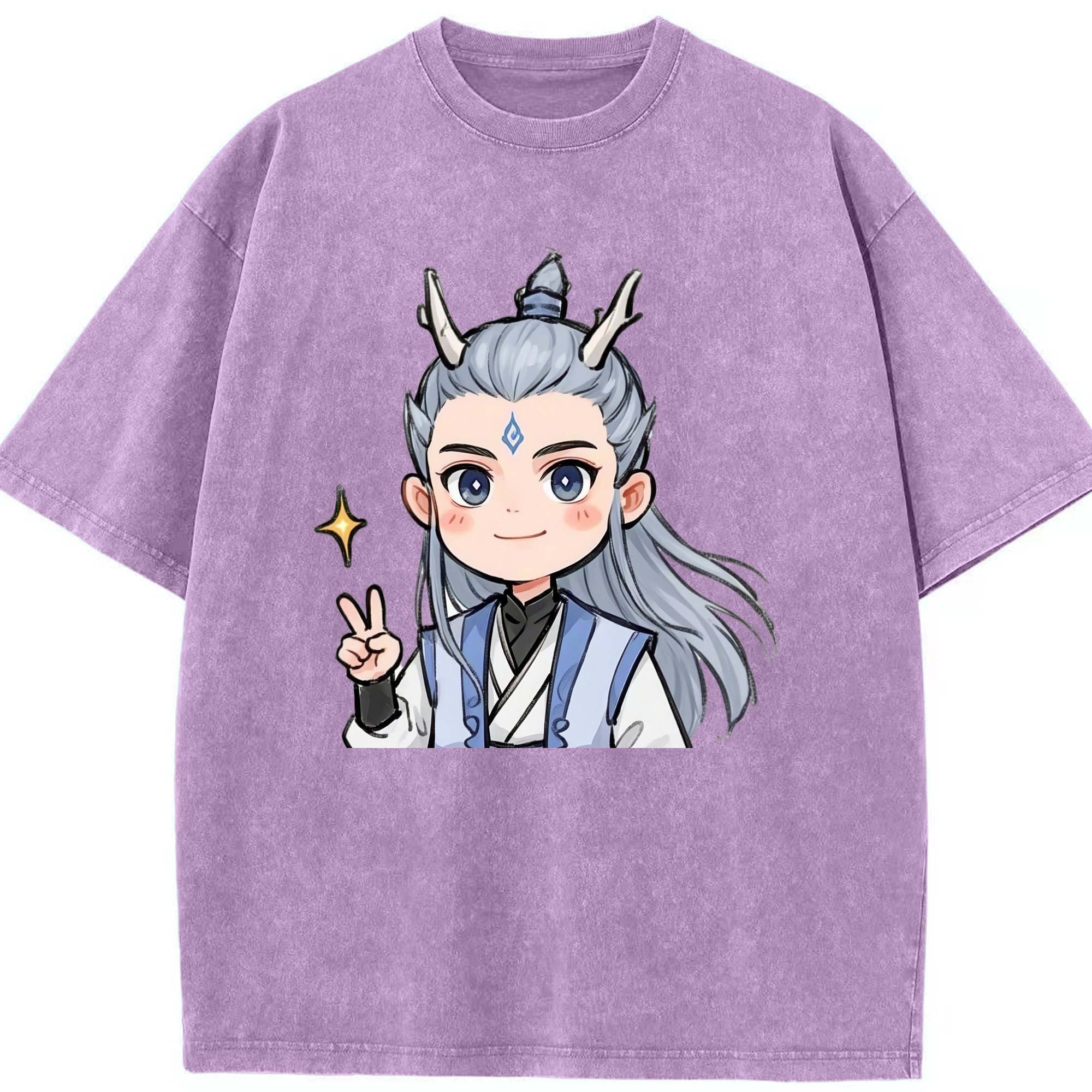（画像用） Ne Zha 2 ナタ 魔童の大暴れ 綿100% ヴィンテージ風 半袖Tシャツ（フロントプリント）