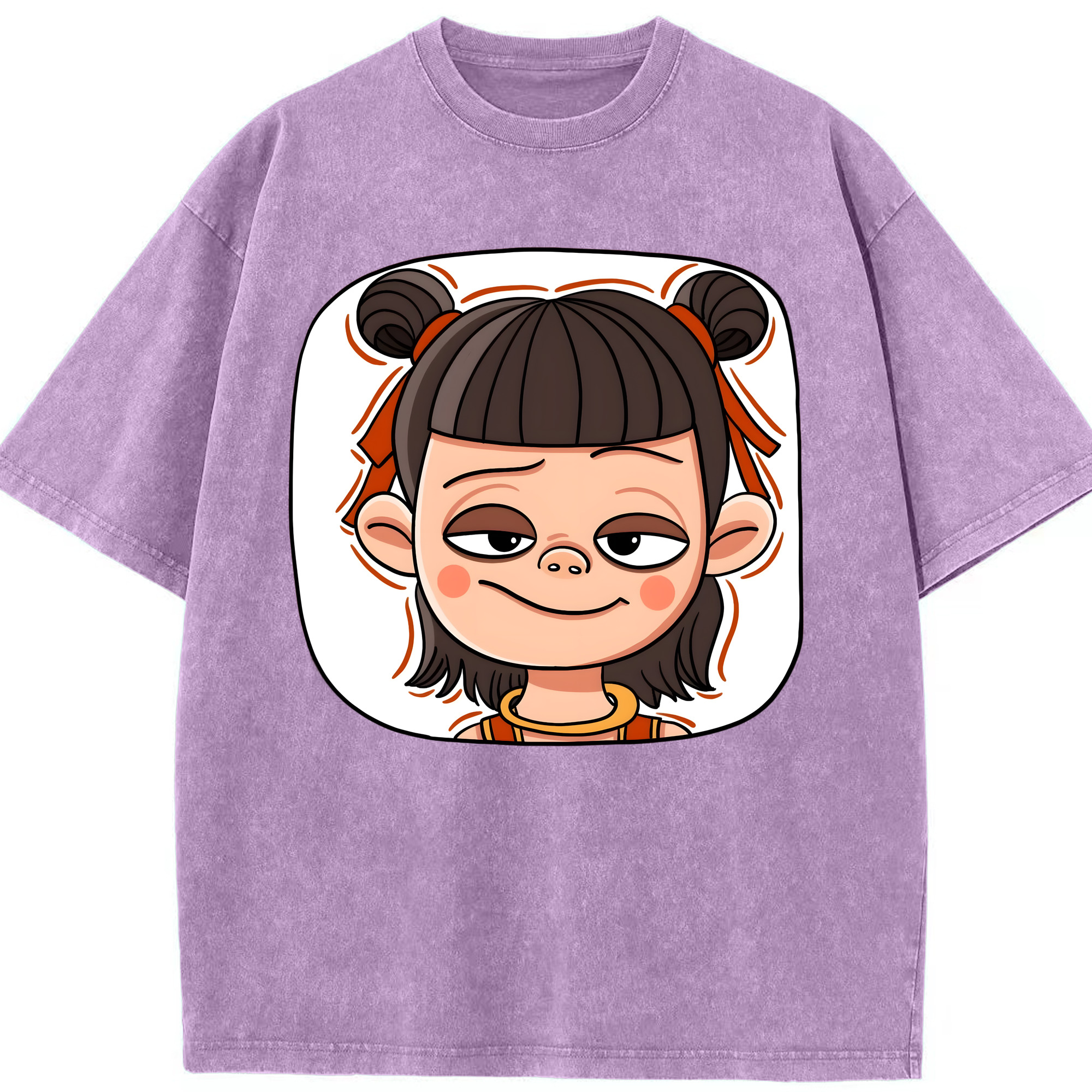 （画像用） Ne Zha 2 ナタ 魔童の大暴れ 綿100% ヴィンテージ風 半袖Tシャツ（フロントプリント）