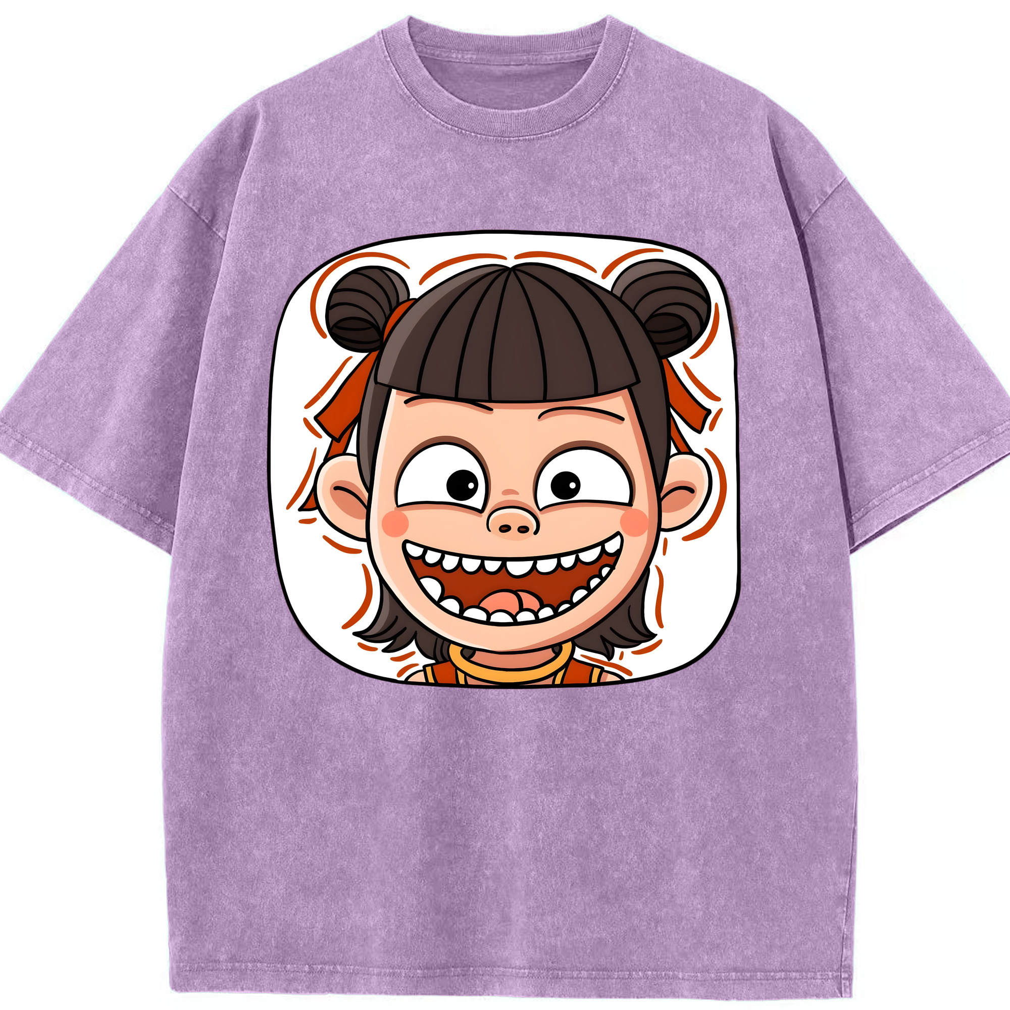 （画像用） Ne Zha 2 ナタ 魔童の大暴れ 綿100% ヴィンテージ風 半袖Tシャツ（フロントプリント）