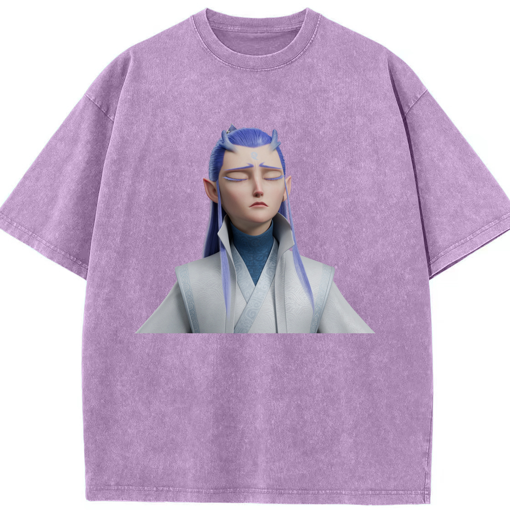 （画像用） Ne Zha 2 ナタ 魔童の大暴れ 綿100% ヴィンテージ風 半袖Tシャツ（フロントプリント）