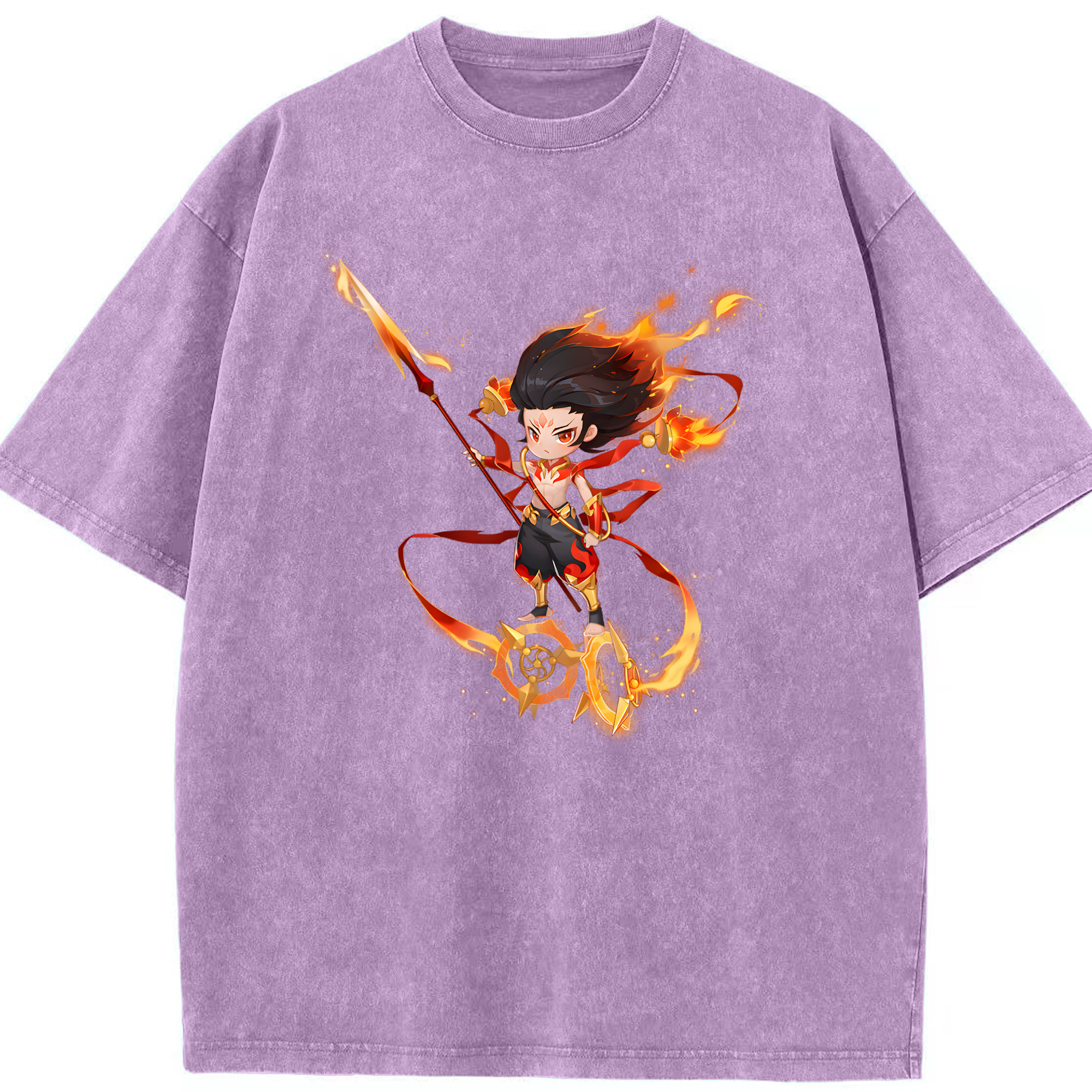 （画像用） Ne Zha 2 ナタ 魔童の大暴れ 綿100% ヴィンテージ風 半袖Tシャツ（フロントプリント）