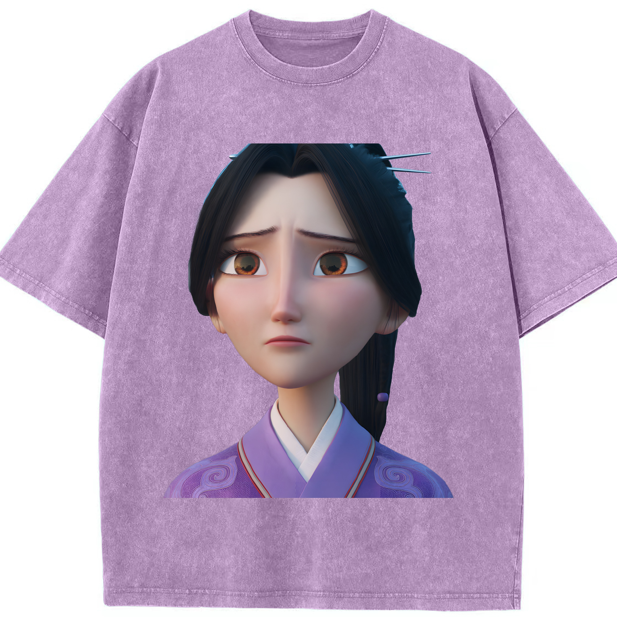（画像用） Ne Zha 2 ナタ 魔童の大暴れ 綿100% ヴィンテージ風 半袖Tシャツ（フロントプリント）