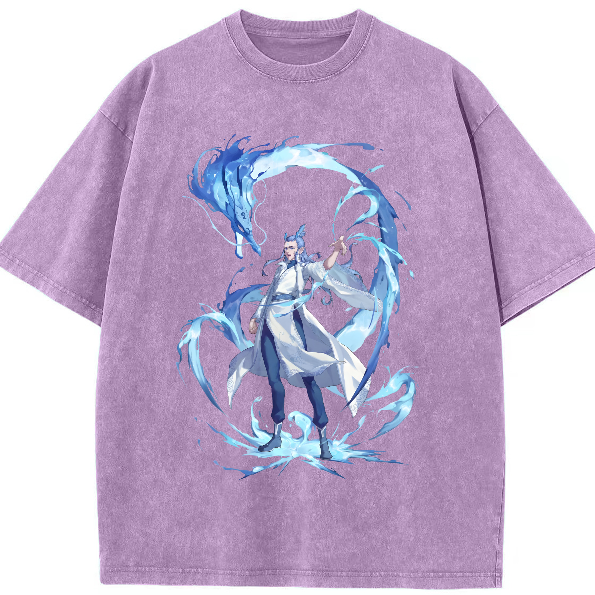 （画像用） Ne Zha 2 ナタ 魔童の大暴れ 綿100% ヴィンテージ風 半袖Tシャツ（フロントプリント）
