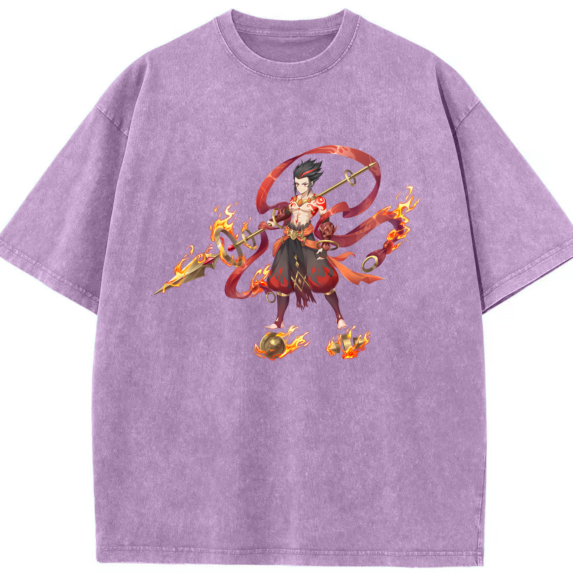 （画像用） Ne Zha 2 ナタ 魔童の大暴れ 綿100% ヴィンテージ風 半袖Tシャツ（フロントプリント）