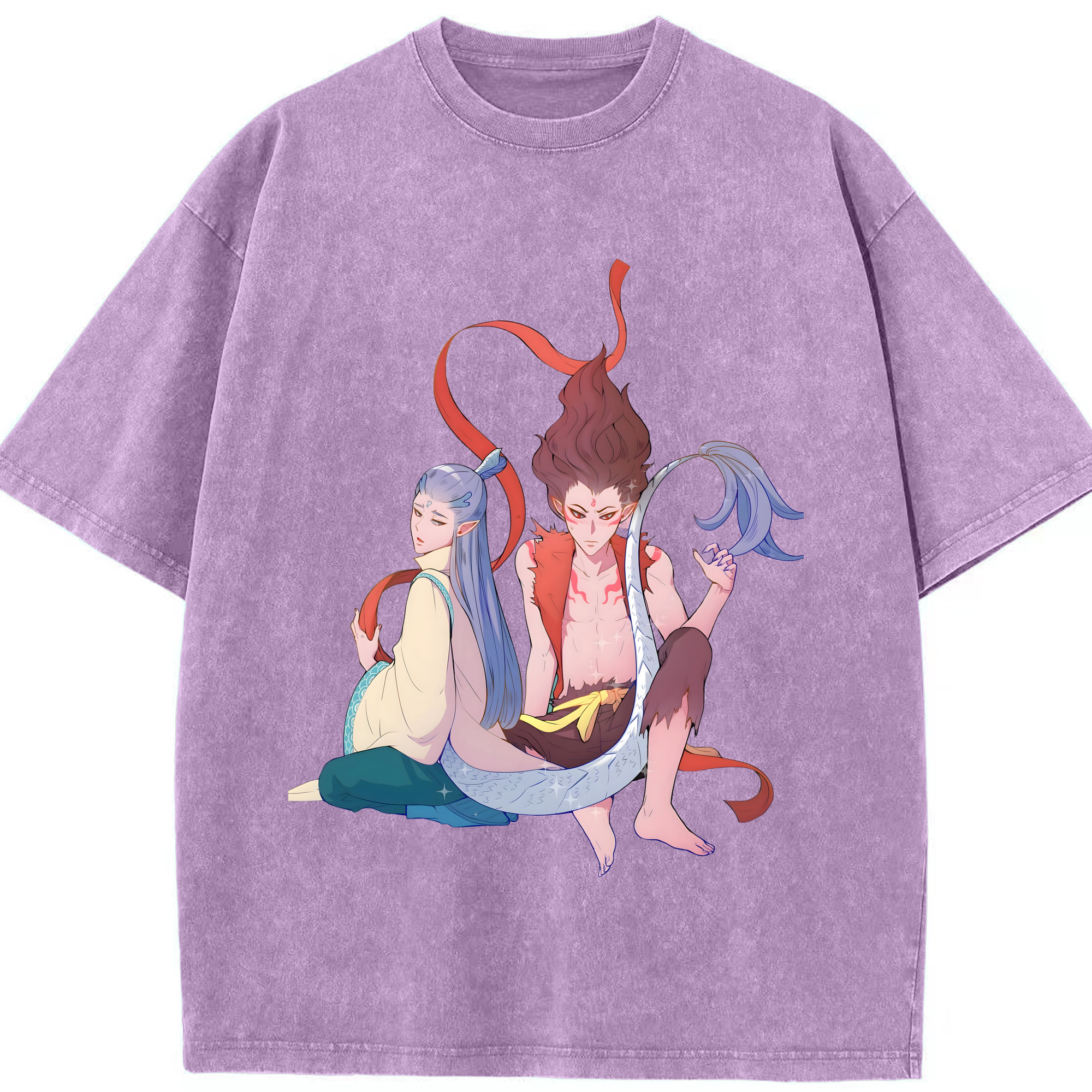 （画像用） Ne Zha 2 ナタ 魔童の大暴れ 綿100% ヴィンテージ風 半袖Tシャツ（フロントプリント）