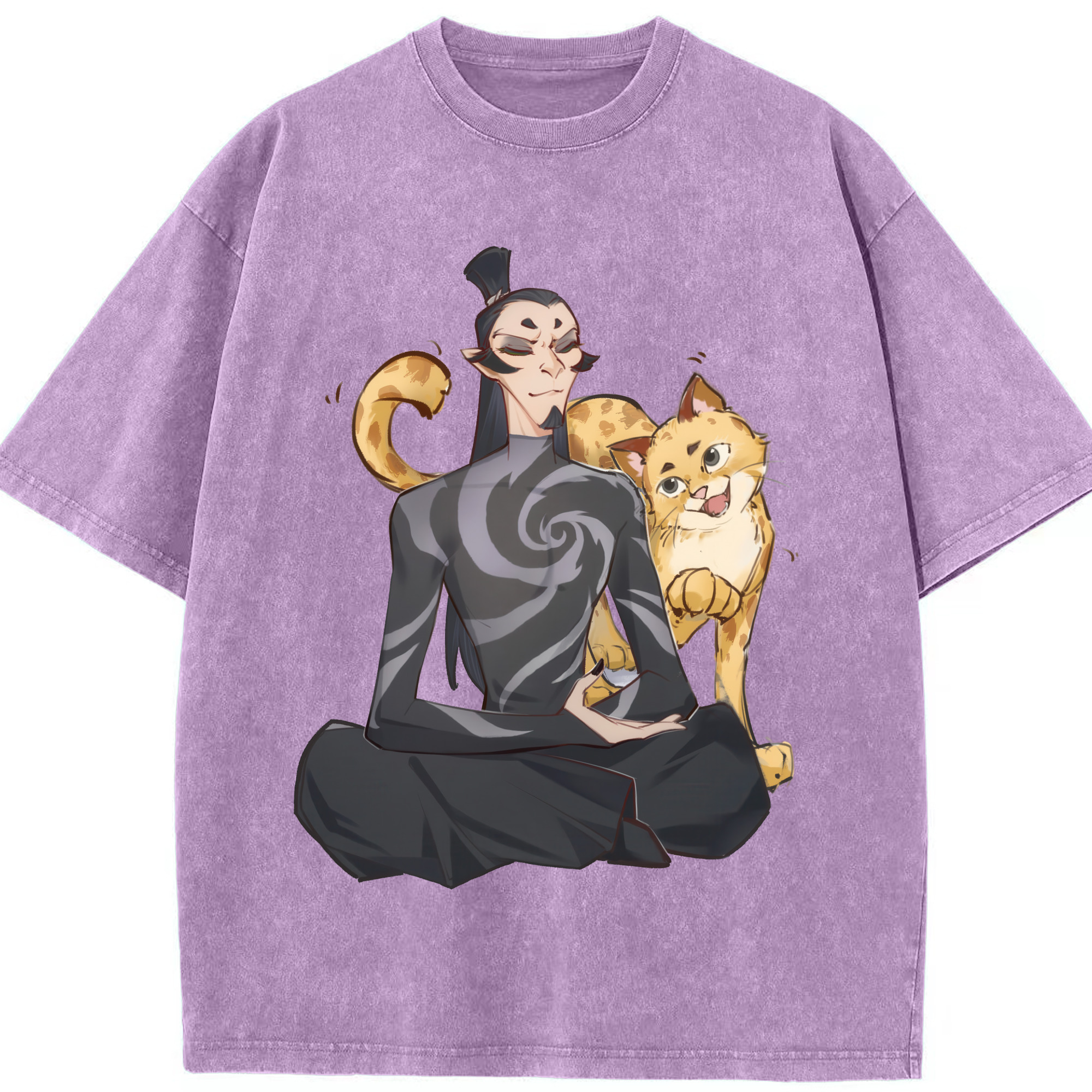 （画像用） Ne Zha 2 ナタ 魔童の大暴れ 綿100% ヴィンテージ風 半袖Tシャツ（フロントプリント）