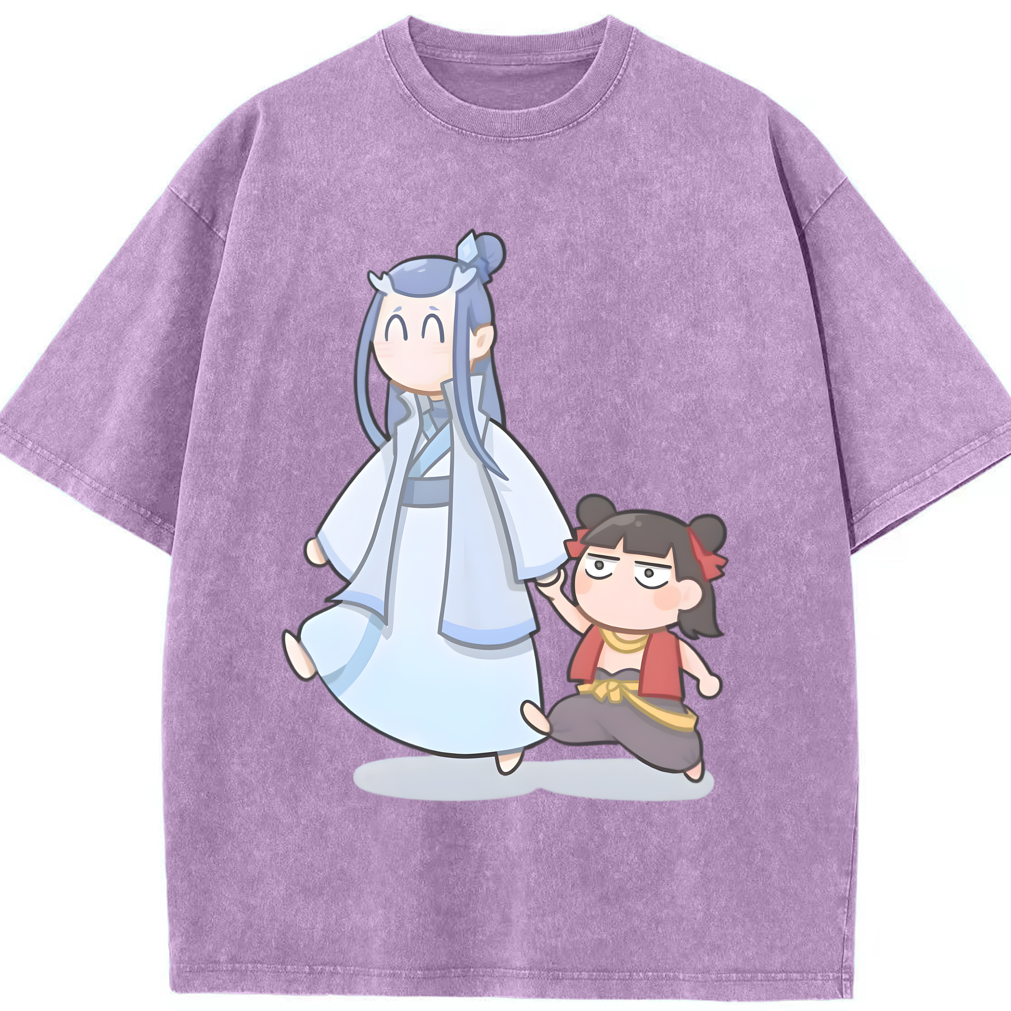 （画像用） Ne Zha 2 ナタ 魔童の大暴れ 綿100% ヴィンテージ風 半袖Tシャツ（フロントプリント）