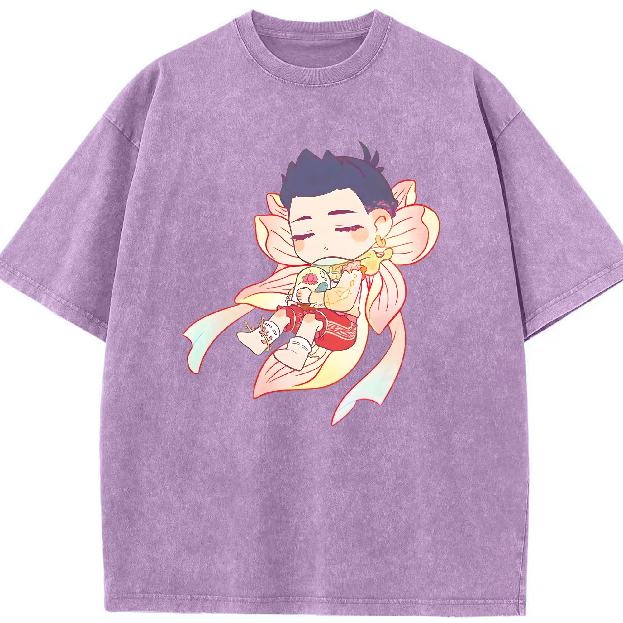 （画像用） Ne Zha 2 ナタ 魔童の大暴れ 綿100% ヴィンテージ風 半袖Tシャツ（フロントプリント）