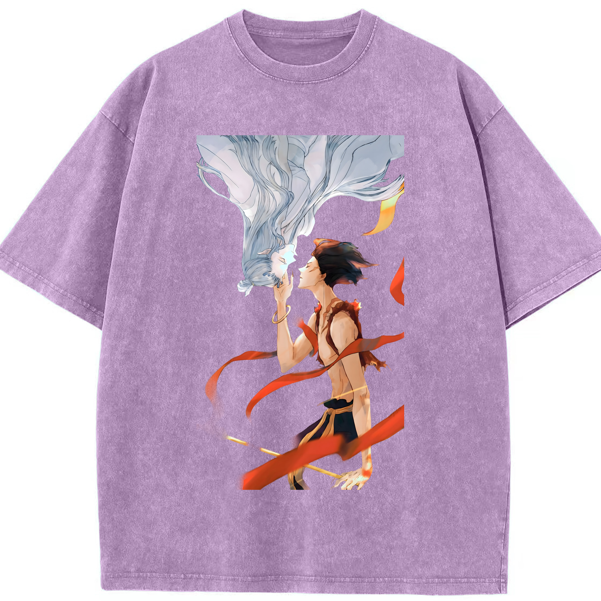 （画像用） Ne Zha 2 ナタ 魔童の大暴れ 綿100% ヴィンテージ風 半袖Tシャツ（フロントプリント）