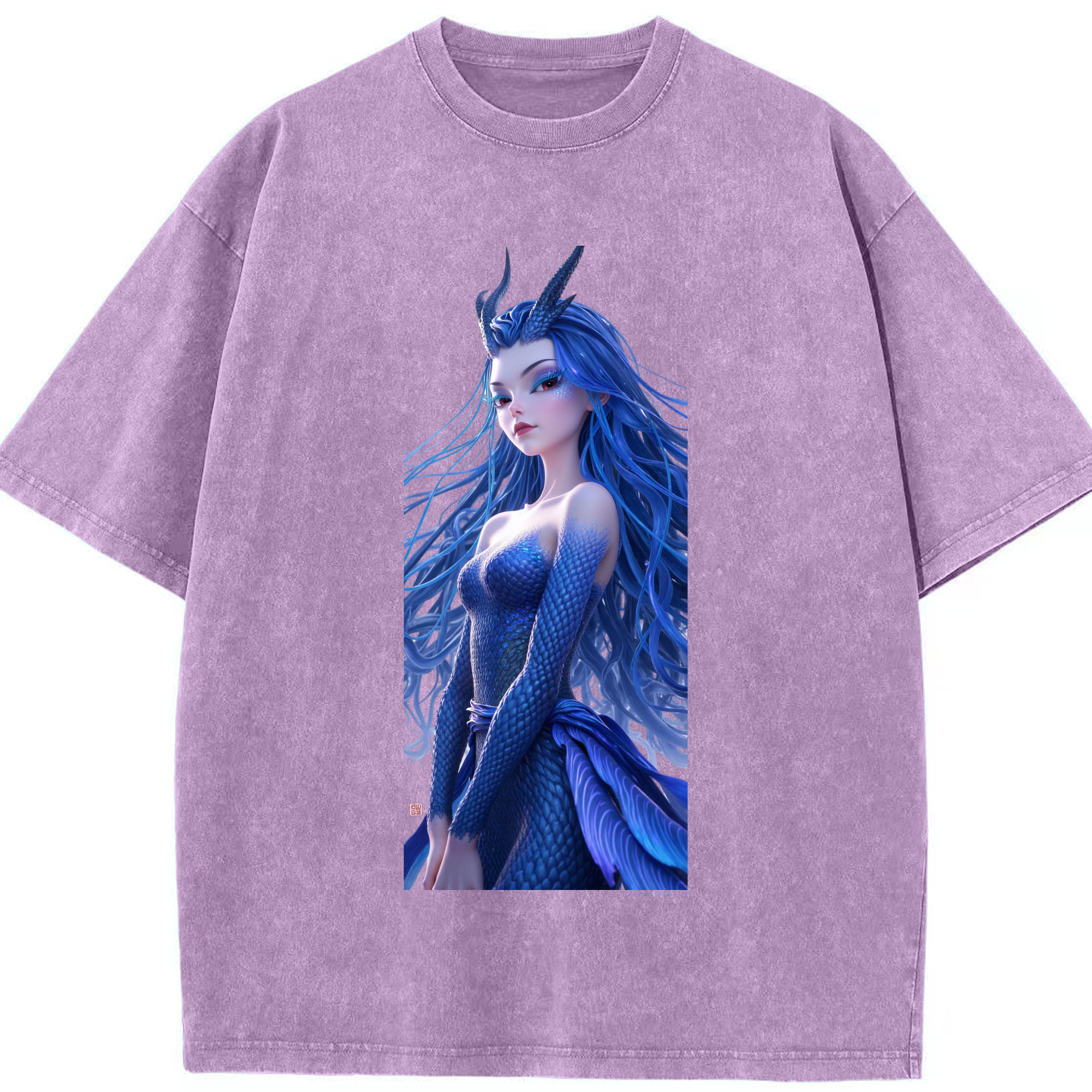 （画像用） Ne Zha 2 ナタ 魔童の大暴れ 綿100% ヴィンテージ風 半袖Tシャツ（フロントプリント）