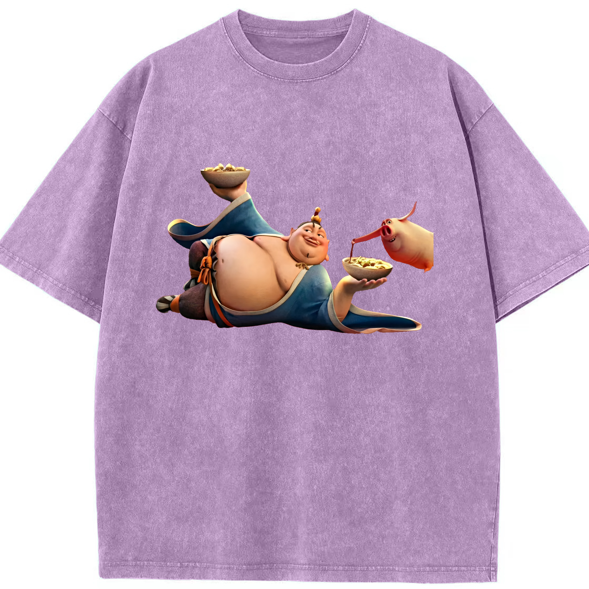 （画像用） Ne Zha 2 ナタ 魔童の大暴れ 綿100% ヴィンテージ風 半袖Tシャツ（フロントプリント）