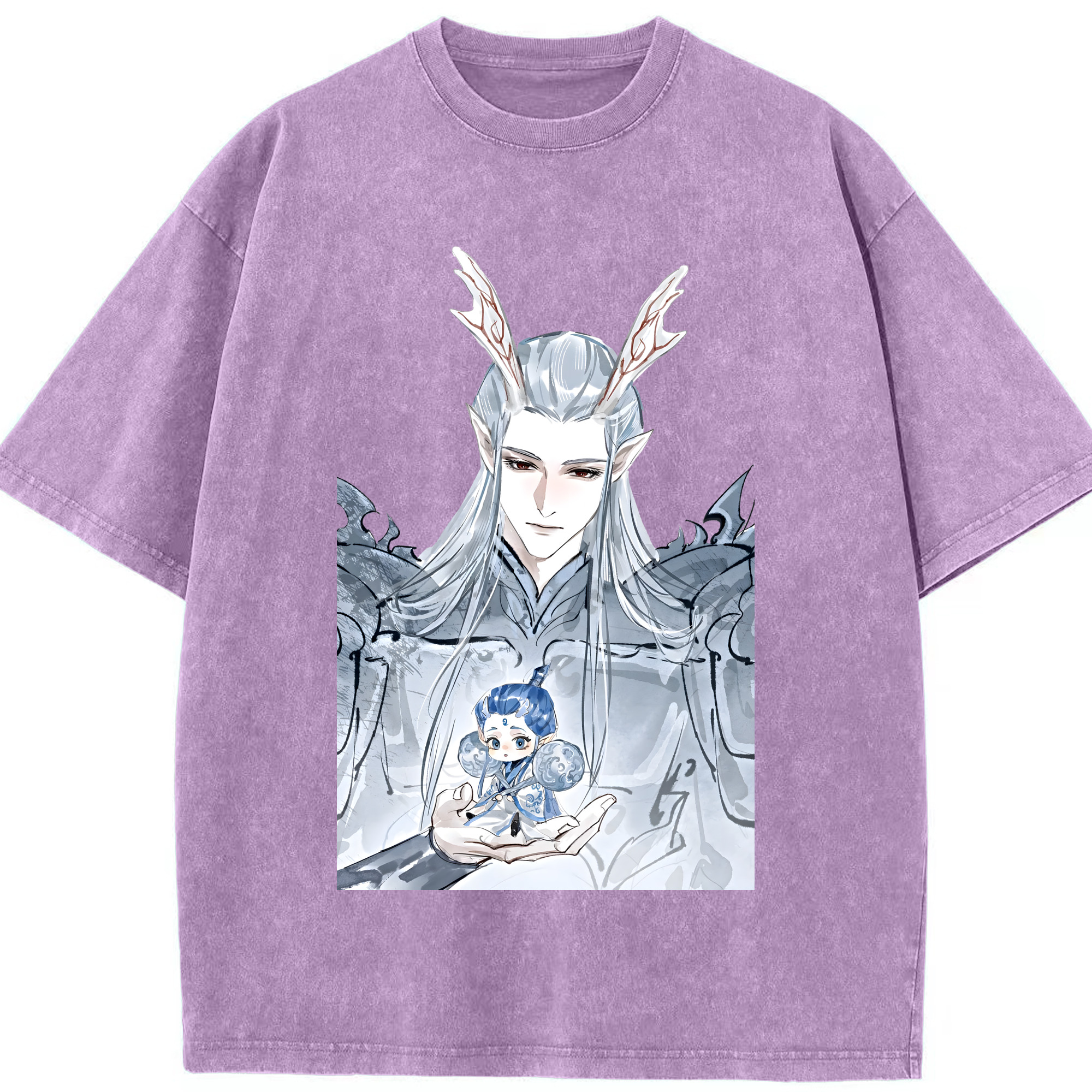 （画像用） Ne Zha 2 ナタ 魔童の大暴れ 綿100% ヴィンテージ風 半袖Tシャツ（フロントプリント）