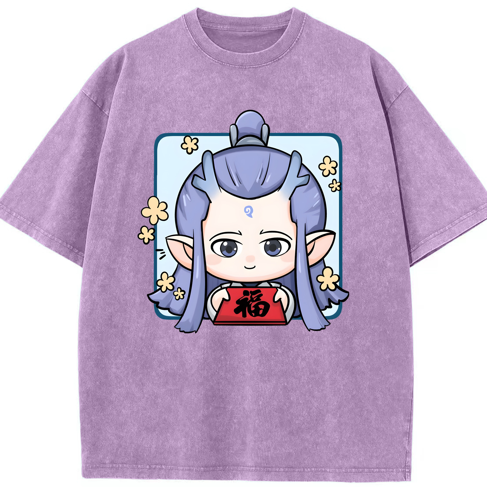 （画像用） Ne Zha 2 ナタ 魔童の大暴れ 綿100% ヴィンテージ風 半袖Tシャツ（フロントプリント）