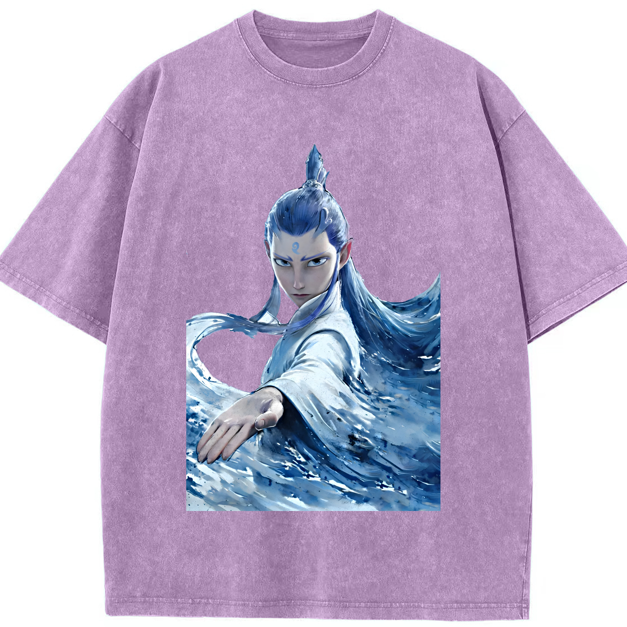（画像用） Ne Zha 2 ナタ 魔童の大暴れ 綿100% ヴィンテージ風 半袖Tシャツ（フロントプリント）