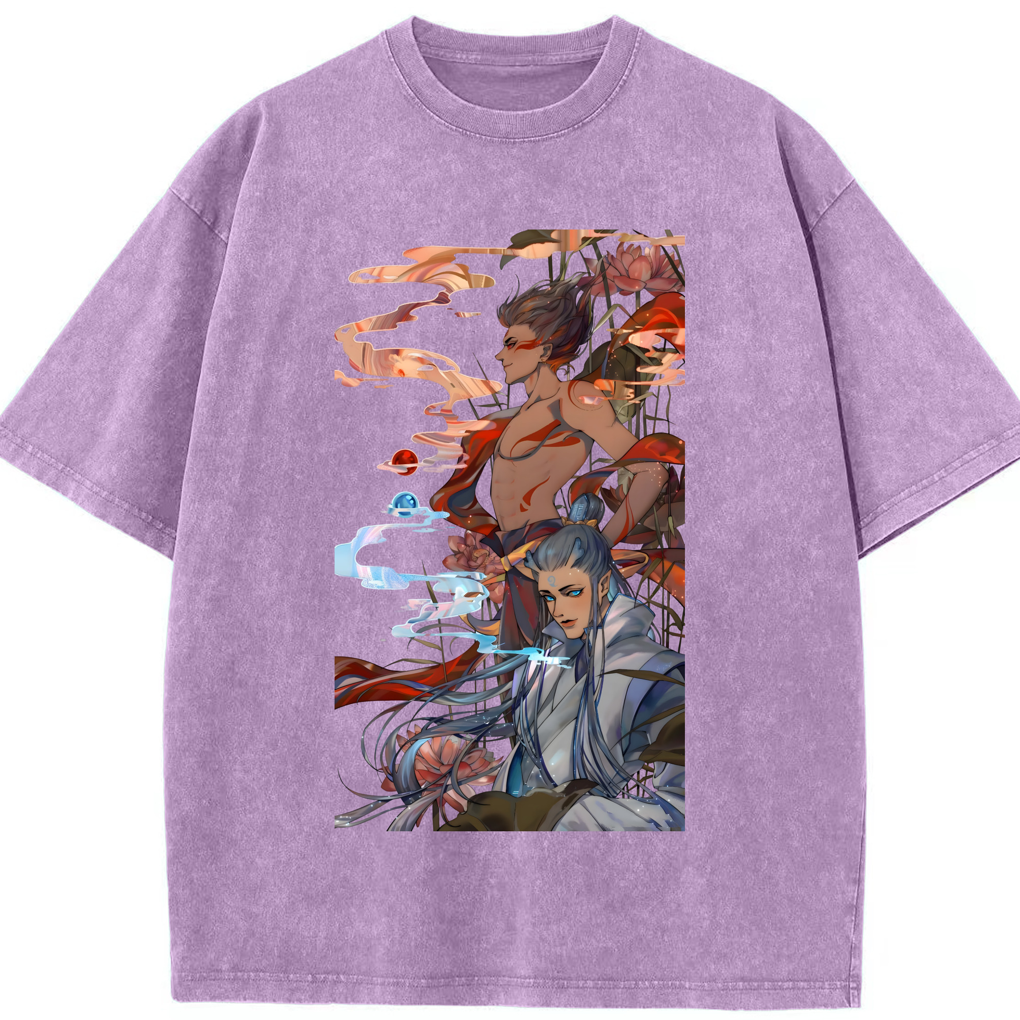（画像用） Ne Zha 2 ナタ 魔童の大暴れ 綿100% ヴィンテージ風 半袖Tシャツ（フロントプリント）