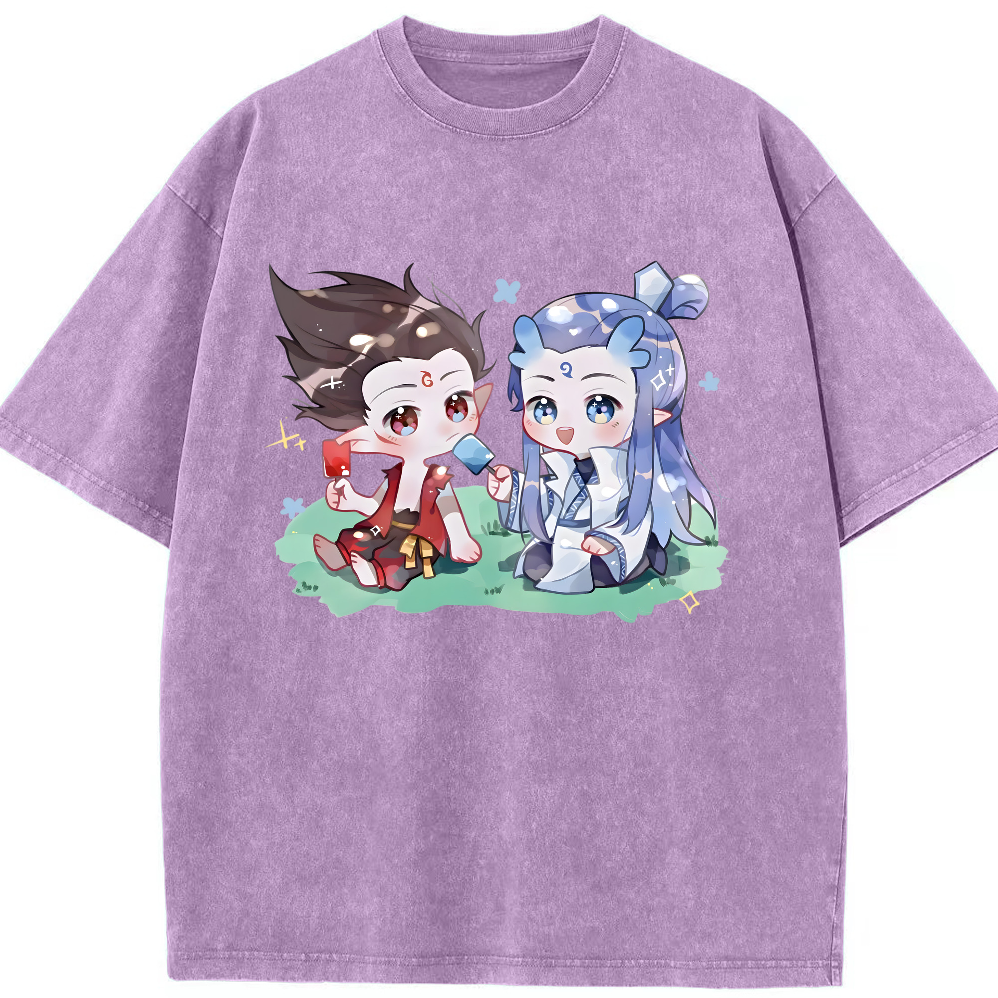 （画像用） Ne Zha 2 ナタ 魔童の大暴れ 綿100% ヴィンテージ風 半袖Tシャツ（フロントプリント）