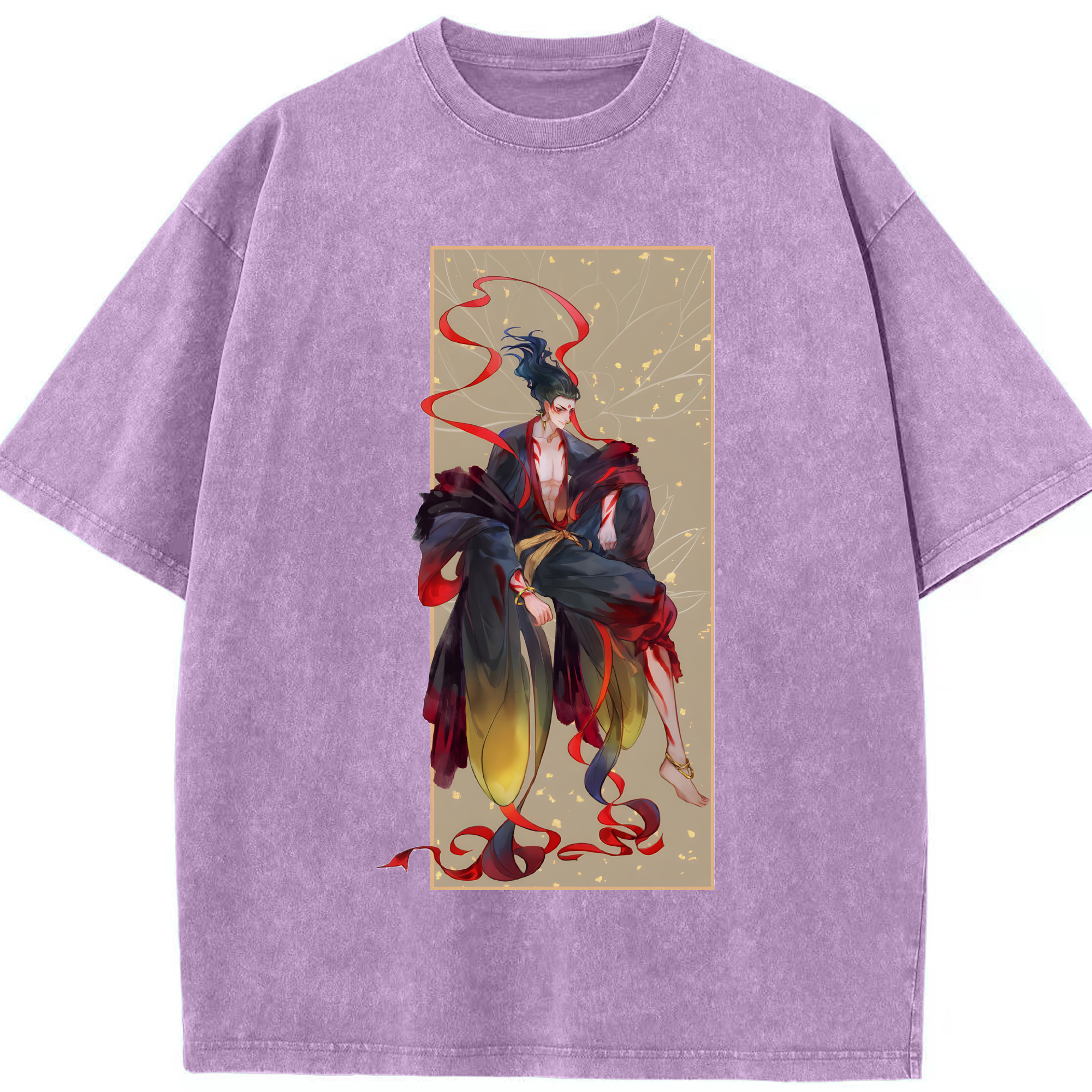 （画像用） Ne Zha 2 ナタ 魔童の大暴れ 綿100% ヴィンテージ風 半袖Tシャツ（フロントプリント）