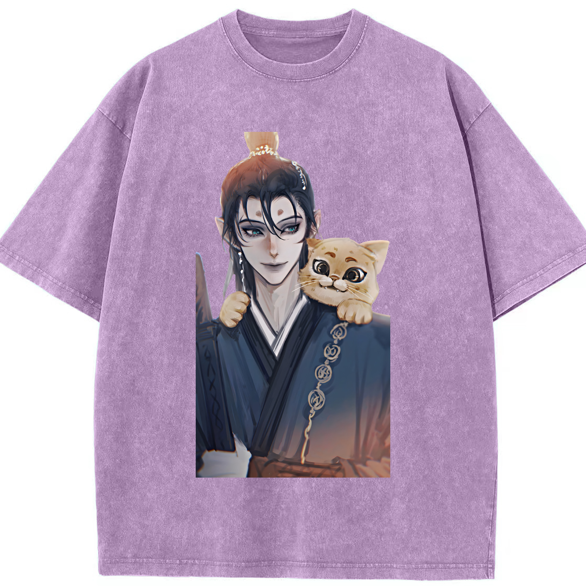 （画像用） Ne Zha 2 ナタ 魔童の大暴れ 綿100% ヴィンテージ風 半袖Tシャツ（フロントプリント）
