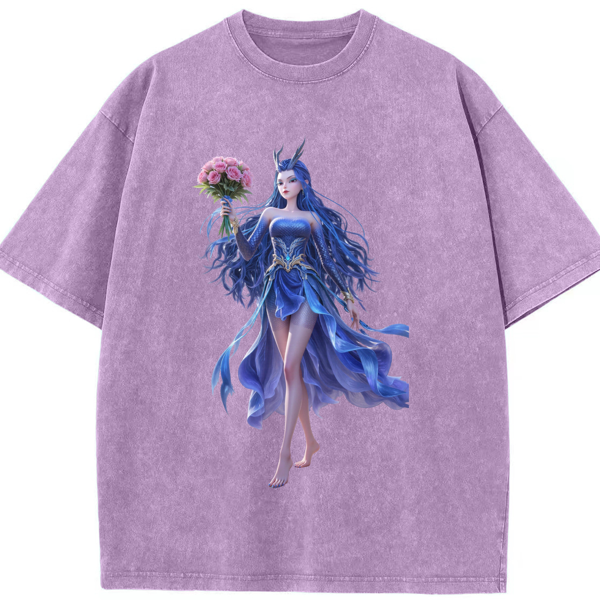 （画像用） Ne Zha 2 ナタ 魔童の大暴れ 綿100% ヴィンテージ風 半袖Tシャツ（フロントプリント）
