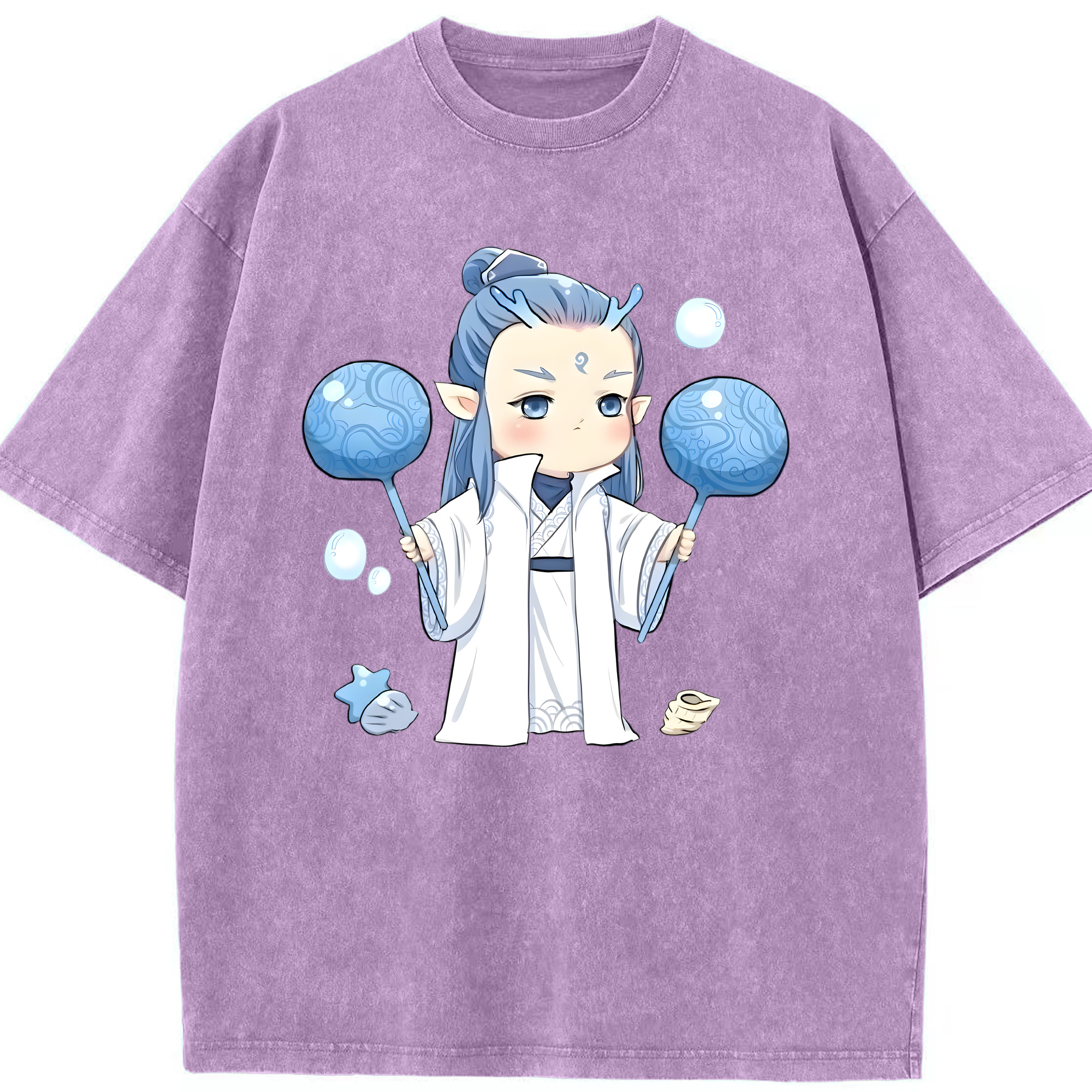 （画像用） Ne Zha 2 ナタ 魔童の大暴れ 綿100% ヴィンテージ風 半袖Tシャツ（フロントプリント）