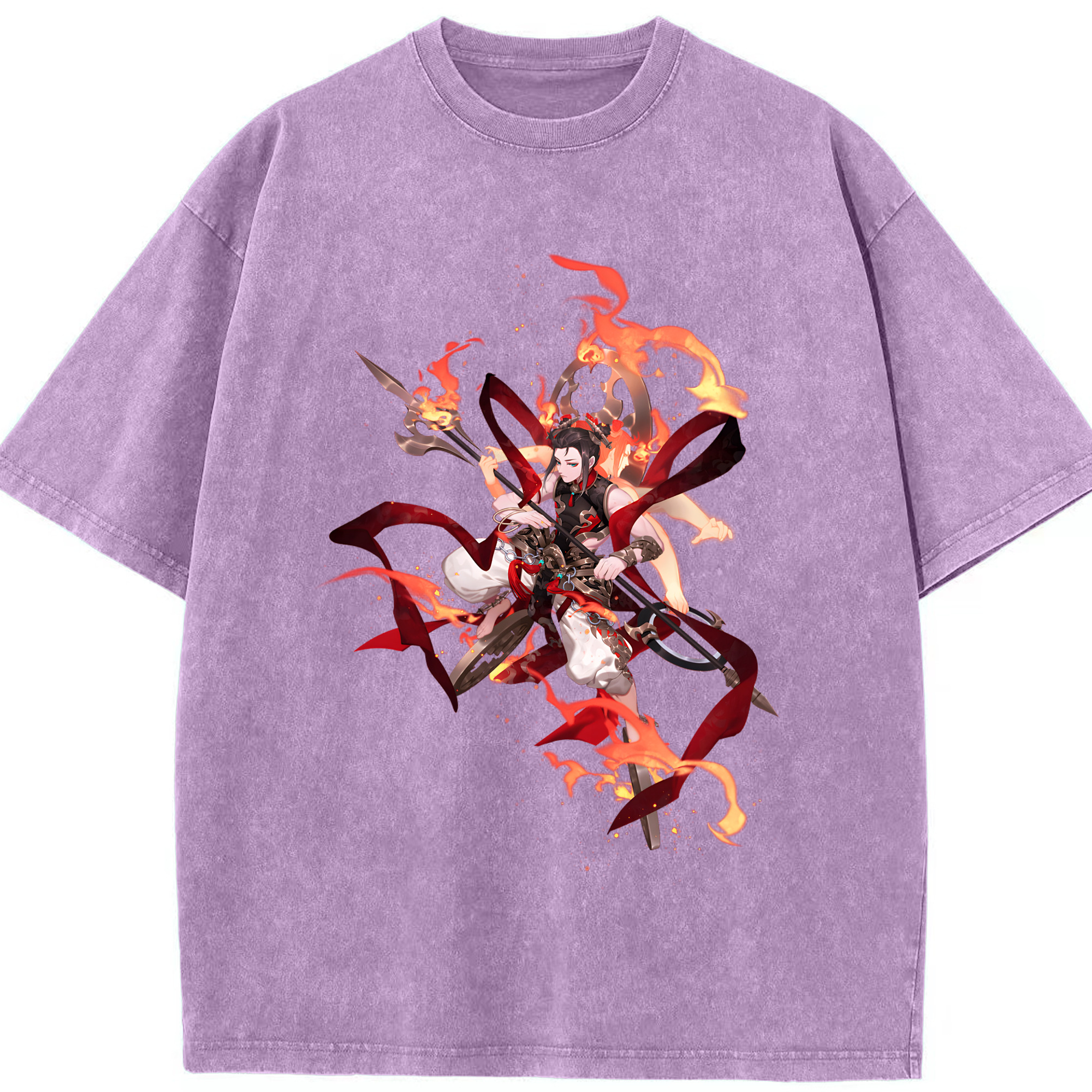 （画像用） Ne Zha 2 ナタ 魔童の大暴れ 綿100% ヴィンテージ風 半袖Tシャツ（フロントプリント）