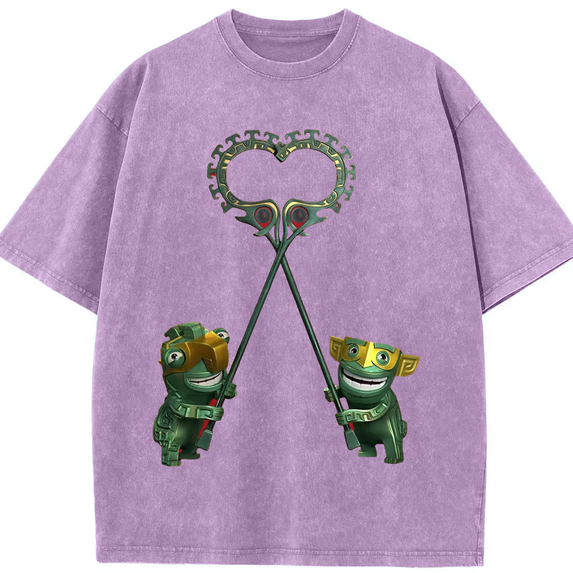 （画像用） Ne Zha 2 ナタ 魔童の大暴れ 綿100% ヴィンテージ風 半袖Tシャツ（フロントプリント）