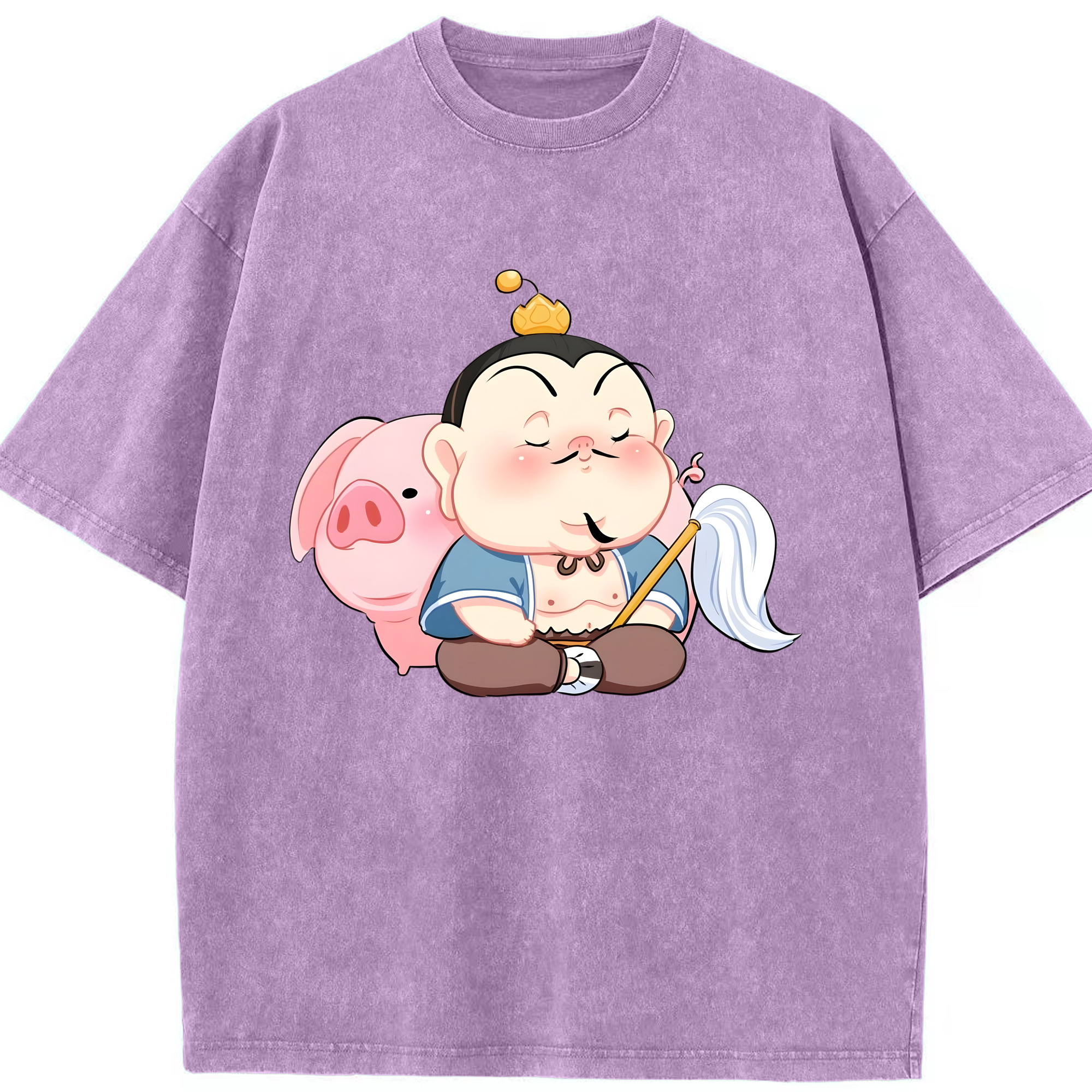 （画像用） Ne Zha 2 ナタ 魔童の大暴れ 綿100% ヴィンテージ風 半袖Tシャツ（フロントプリント）