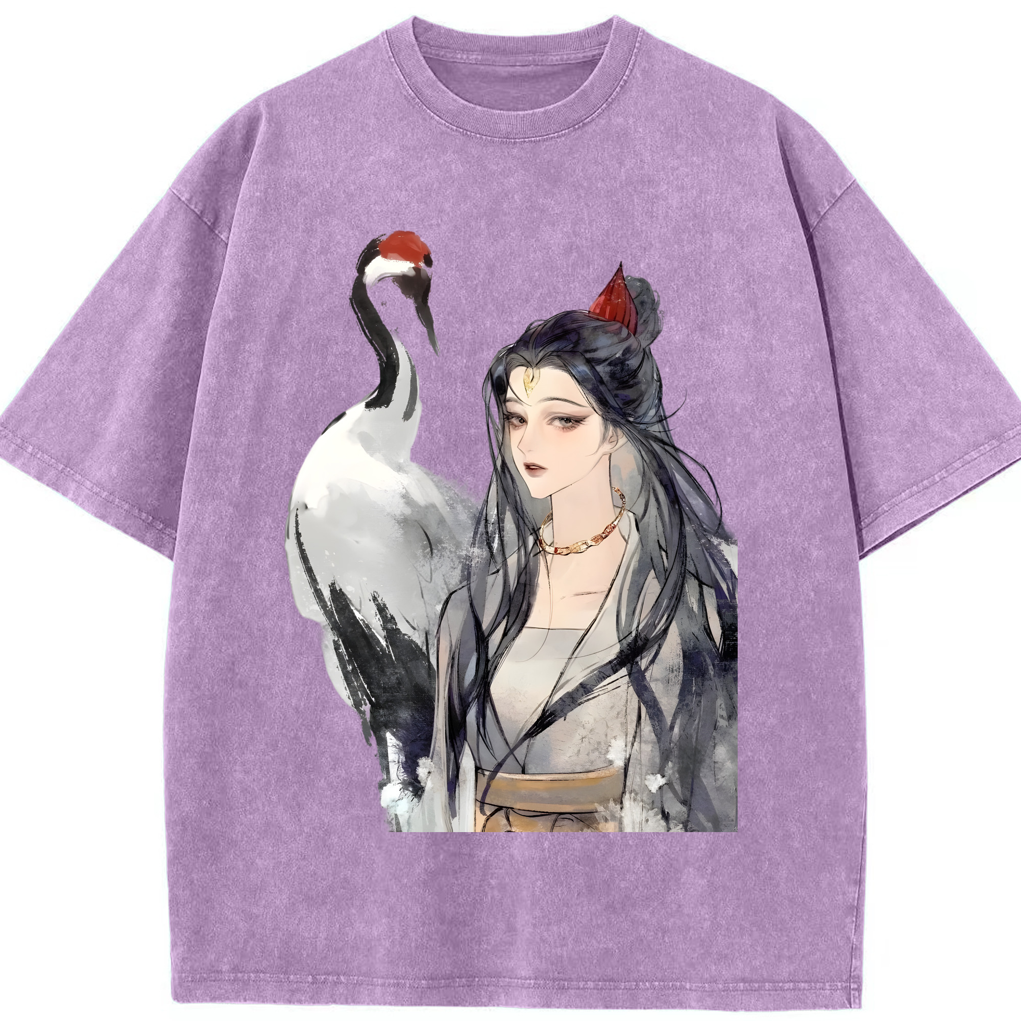 （画像用） Ne Zha 2 ナタ 魔童の大暴れ 綿100% ヴィンテージ風 半袖Tシャツ（フロントプリント）