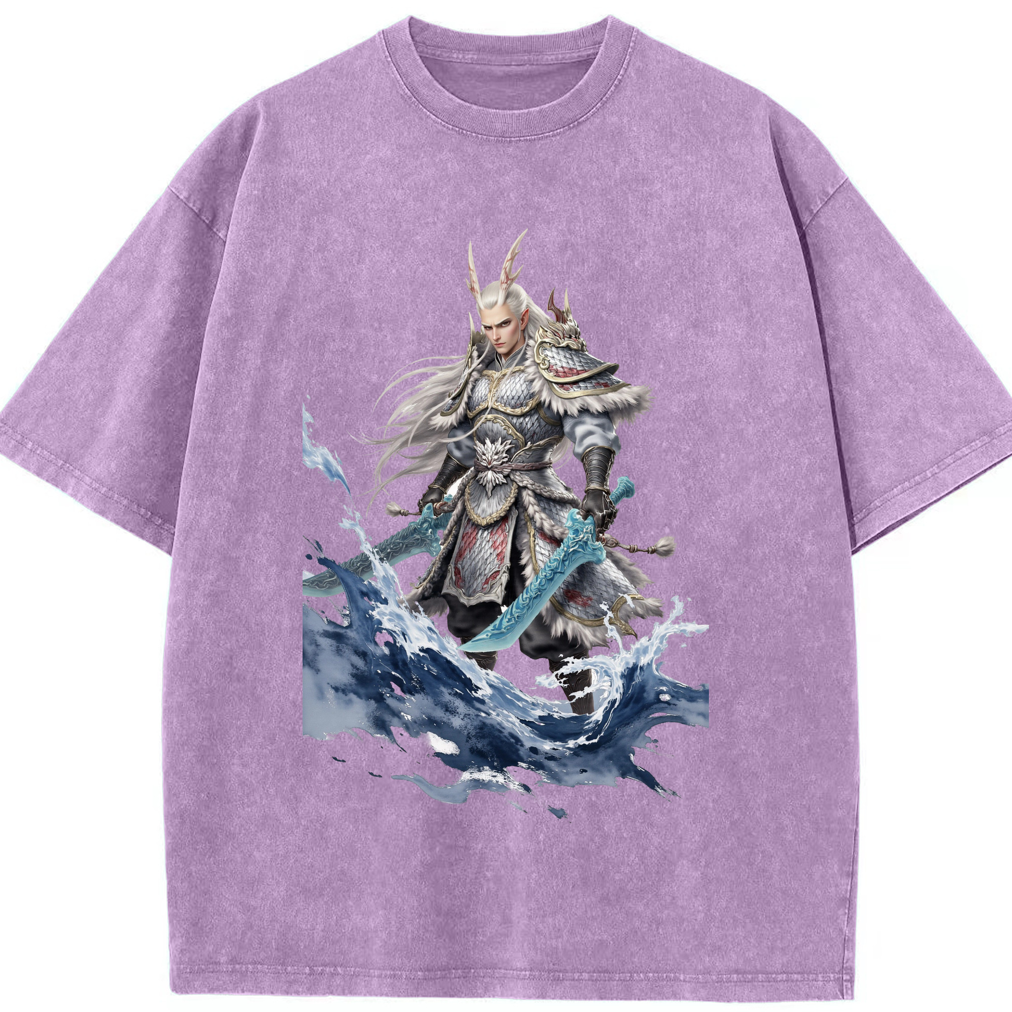 （画像用） Ne Zha 2 ナタ 魔童の大暴れ 綿100% ヴィンテージ風 半袖Tシャツ（フロントプリント）