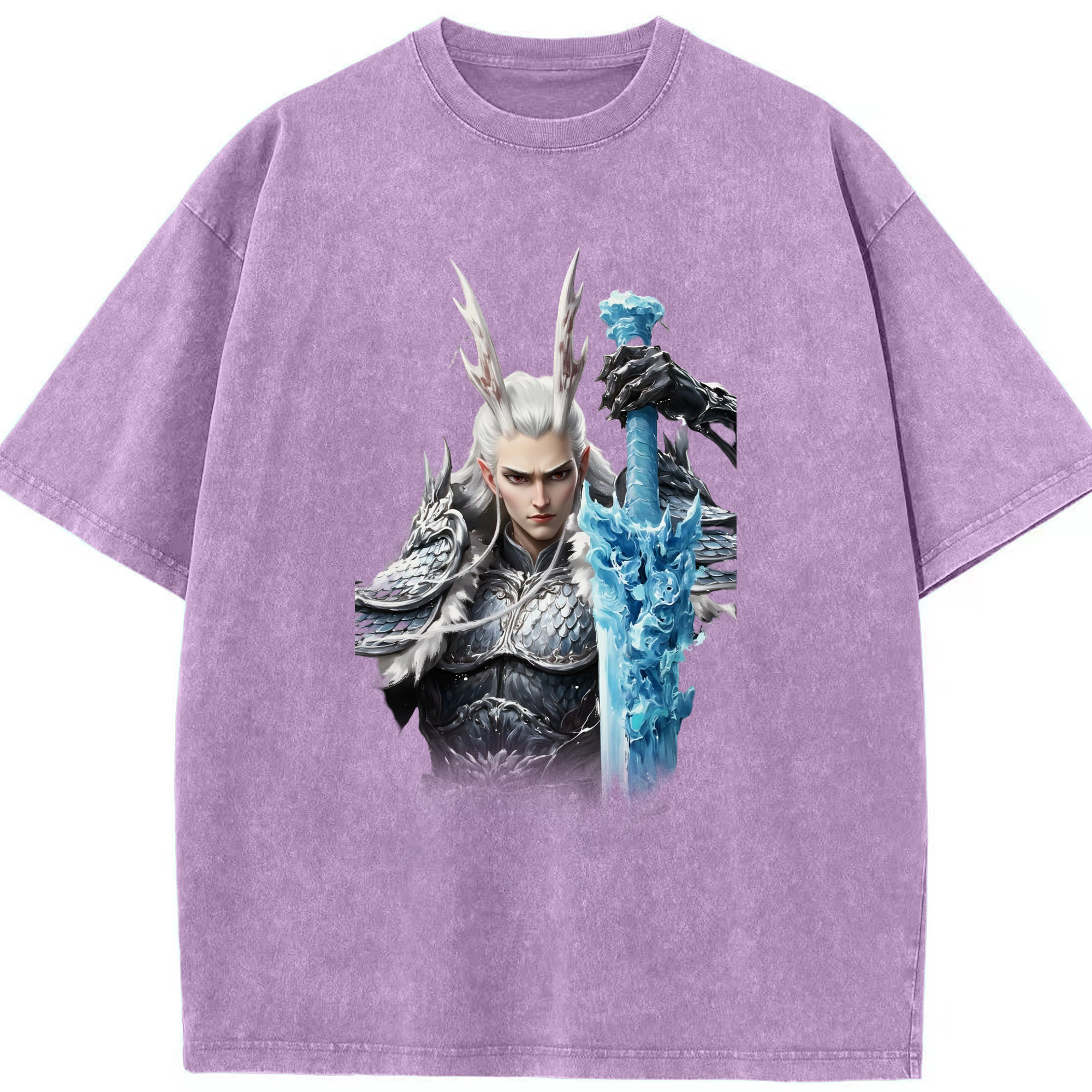 （画像用） Ne Zha 2 ナタ 魔童の大暴れ 綿100% ヴィンテージ風 半袖Tシャツ（フロントプリント）