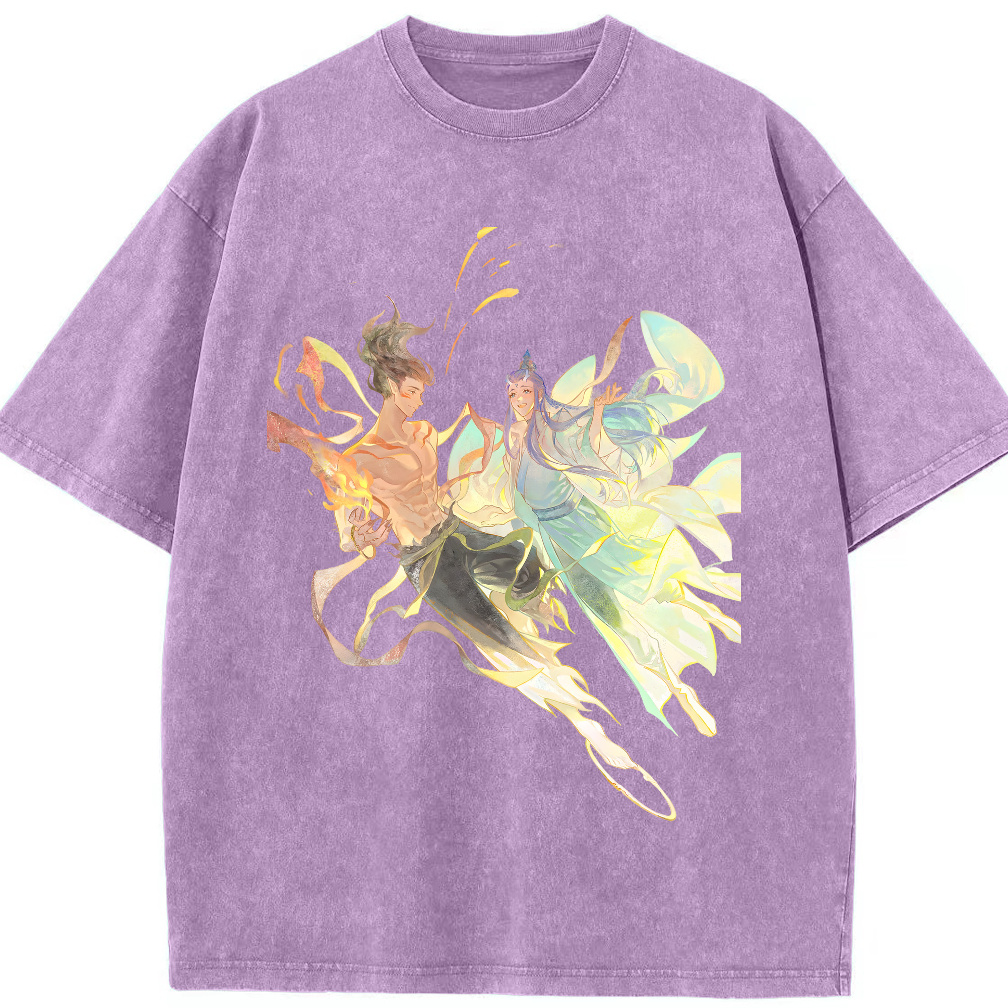 （画像用） Ne Zha 2 ナタ 魔童の大暴れ 綿100% ヴィンテージ風 半袖Tシャツ（フロントプリント）
