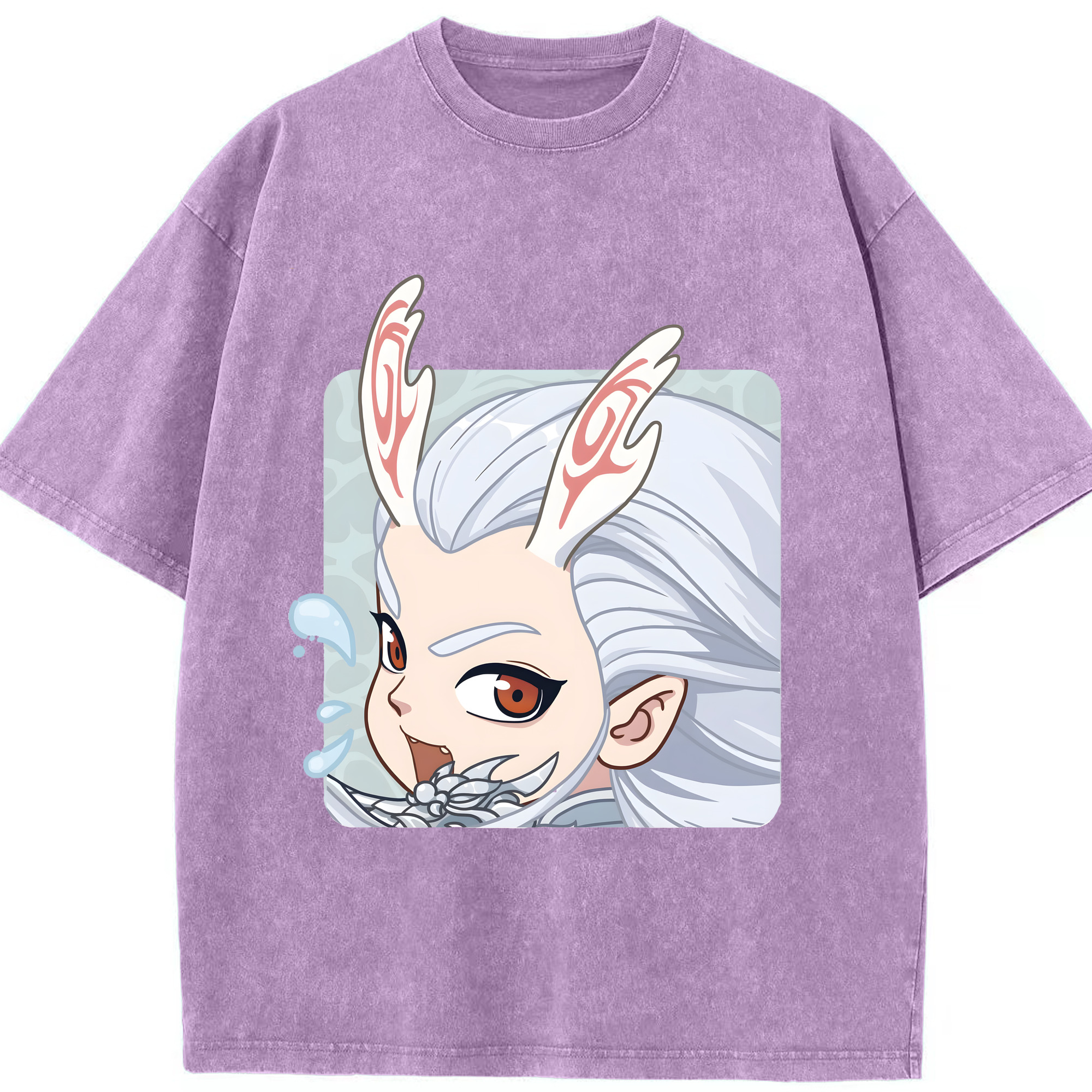 （画像用） Ne Zha 2 ナタ 魔童の大暴れ 綿100% ヴィンテージ風 半袖Tシャツ（フロントプリント）