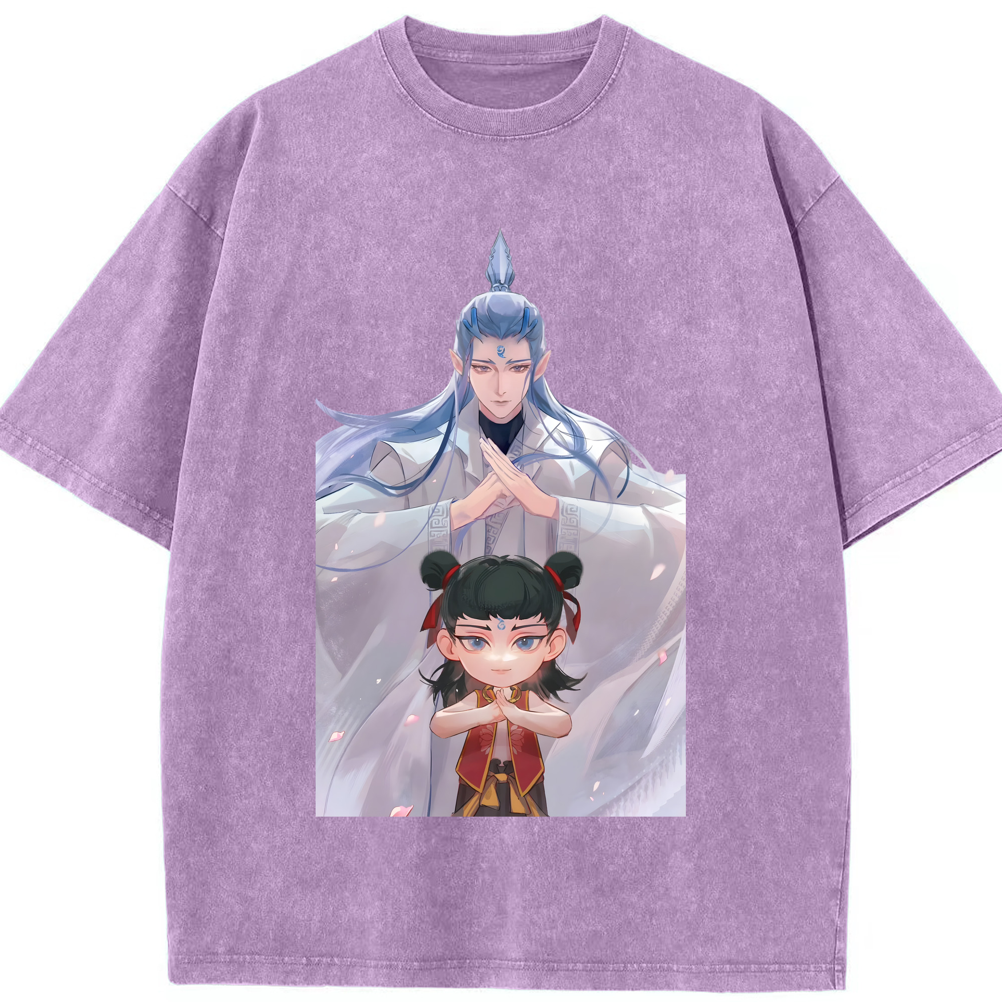 （画像用） Ne Zha 2 ナタ 魔童の大暴れ 綿100% ヴィンテージ風 半袖Tシャツ（フロントプリント）