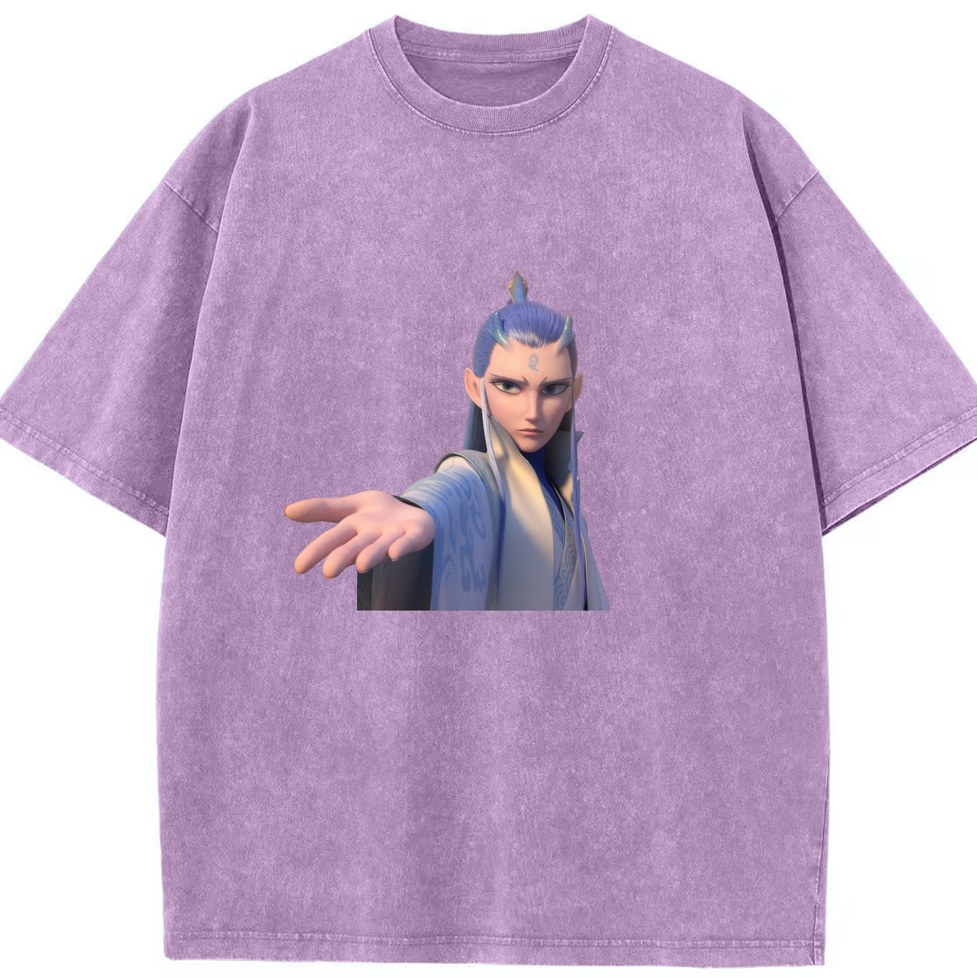 （画像用） Ne Zha 2 ナタ 魔童の大暴れ 綿100% ヴィンテージ風 半袖Tシャツ（フロントプリント）