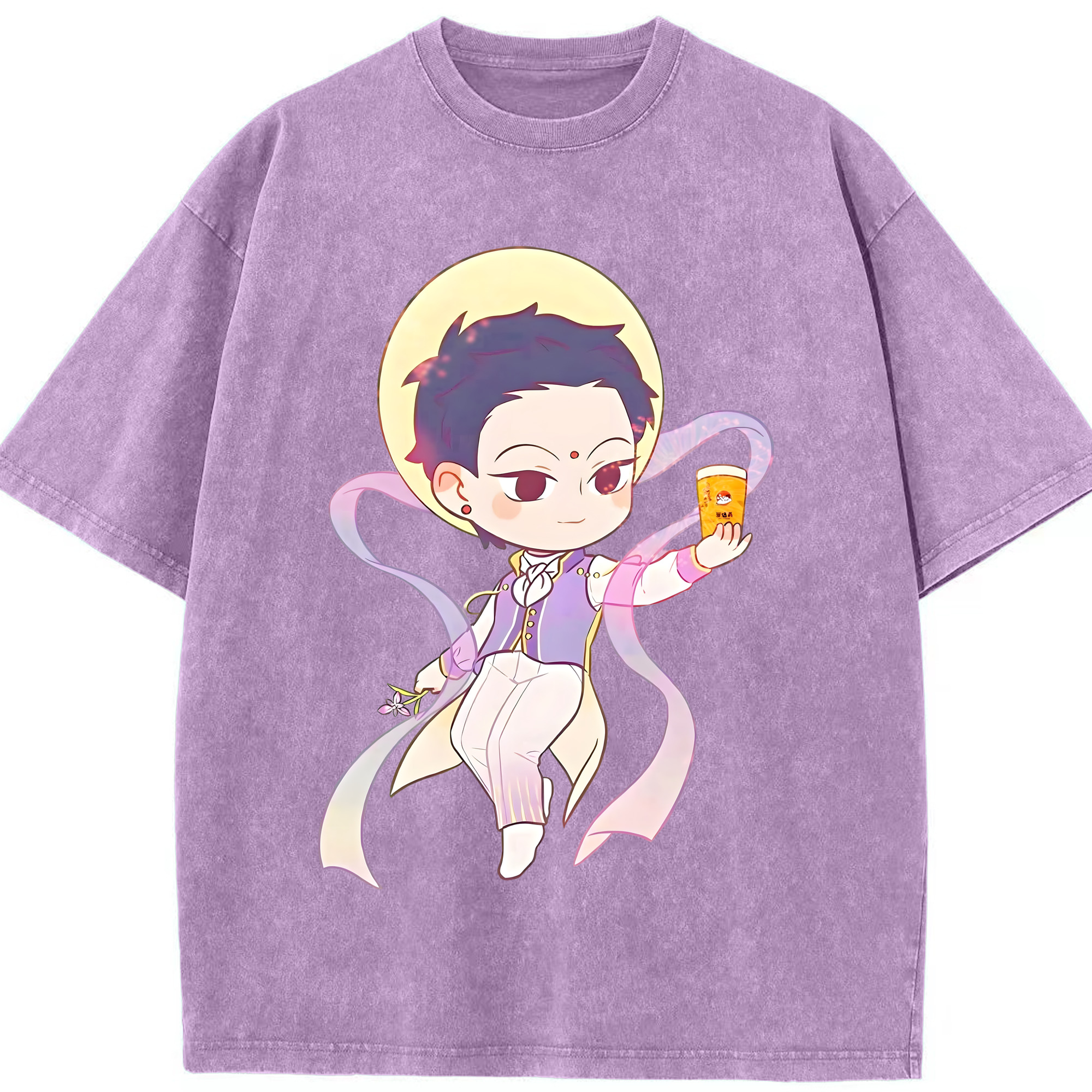 （画像用） Ne Zha 2 ナタ 魔童の大暴れ 綿100% ヴィンテージ風 半袖Tシャツ（フロントプリント）