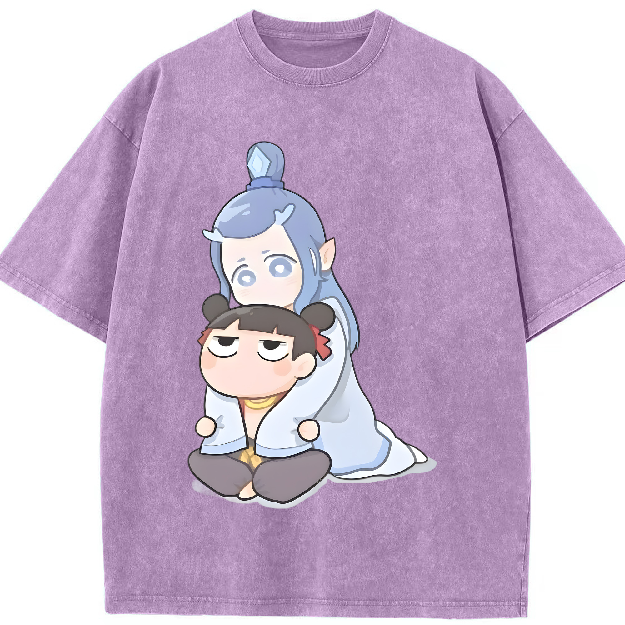 （画像用） Ne Zha 2 ナタ 魔童の大暴れ 綿100% ヴィンテージ風 半袖Tシャツ（フロントプリント）