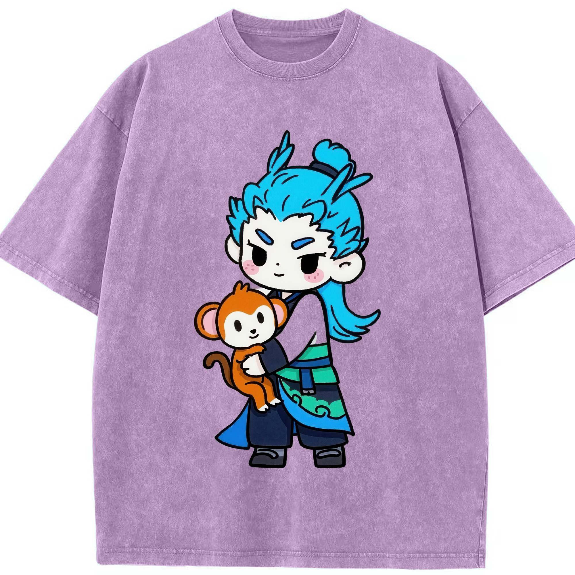 （画像用） Ne Zha 2 ナタ 魔童の大暴れ 綿100% ヴィンテージ風 半袖Tシャツ（フロントプリント）