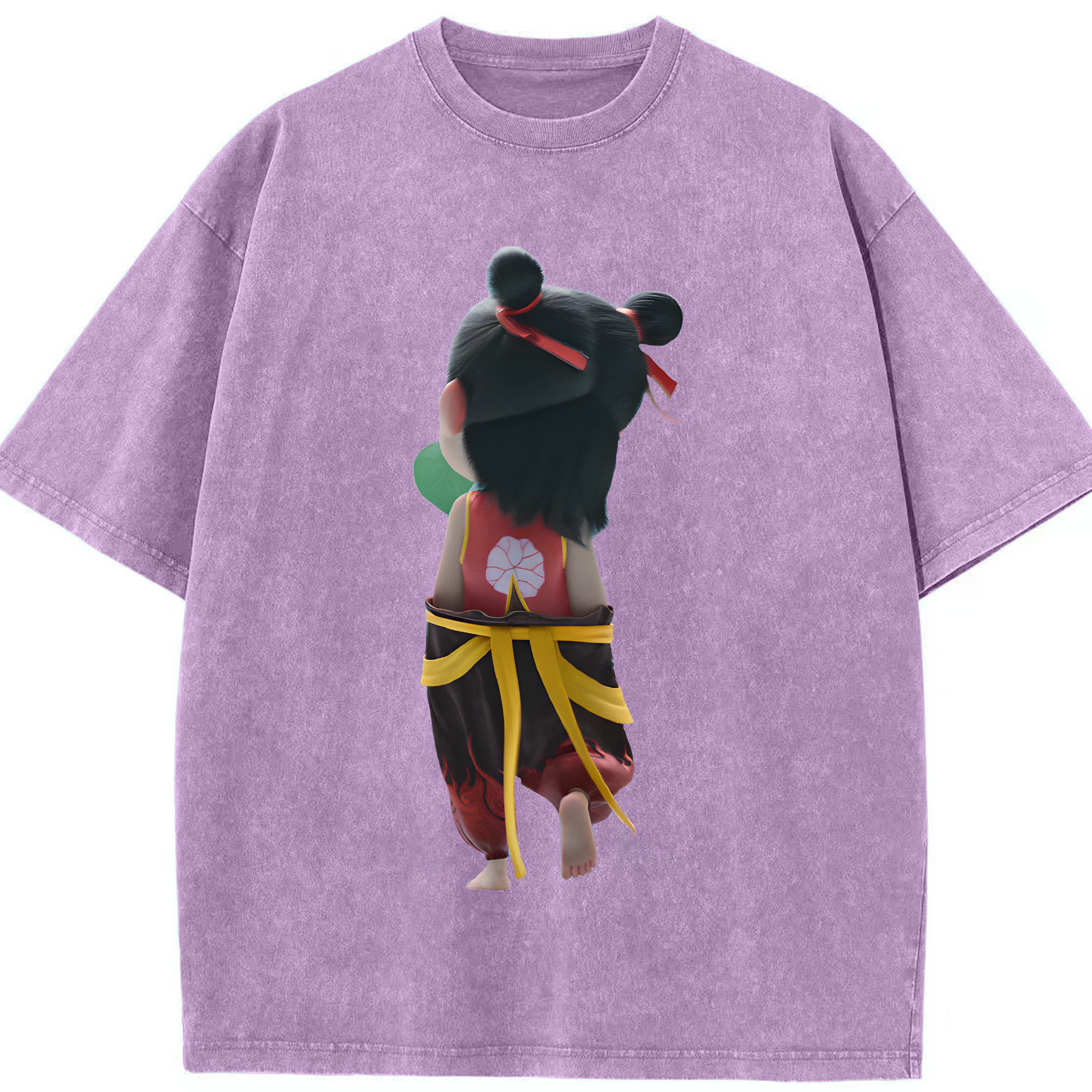 （画像用） Ne Zha 2 ナタ 魔童の大暴れ 綿100% ヴィンテージ風 半袖Tシャツ（フロントプリント）