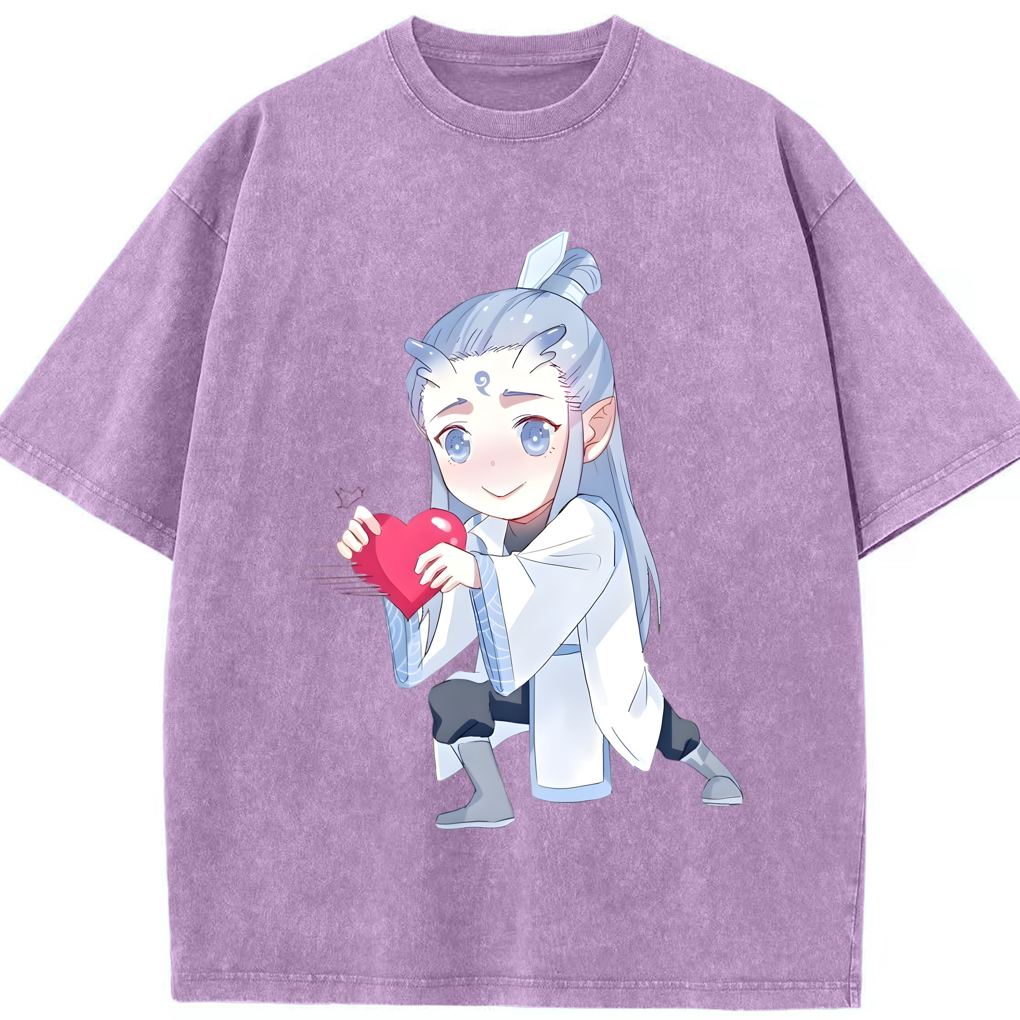 （画像用） Ne Zha 2 ナタ 魔童の大暴れ 綿100% ヴィンテージ風 半袖Tシャツ（フロントプリント）