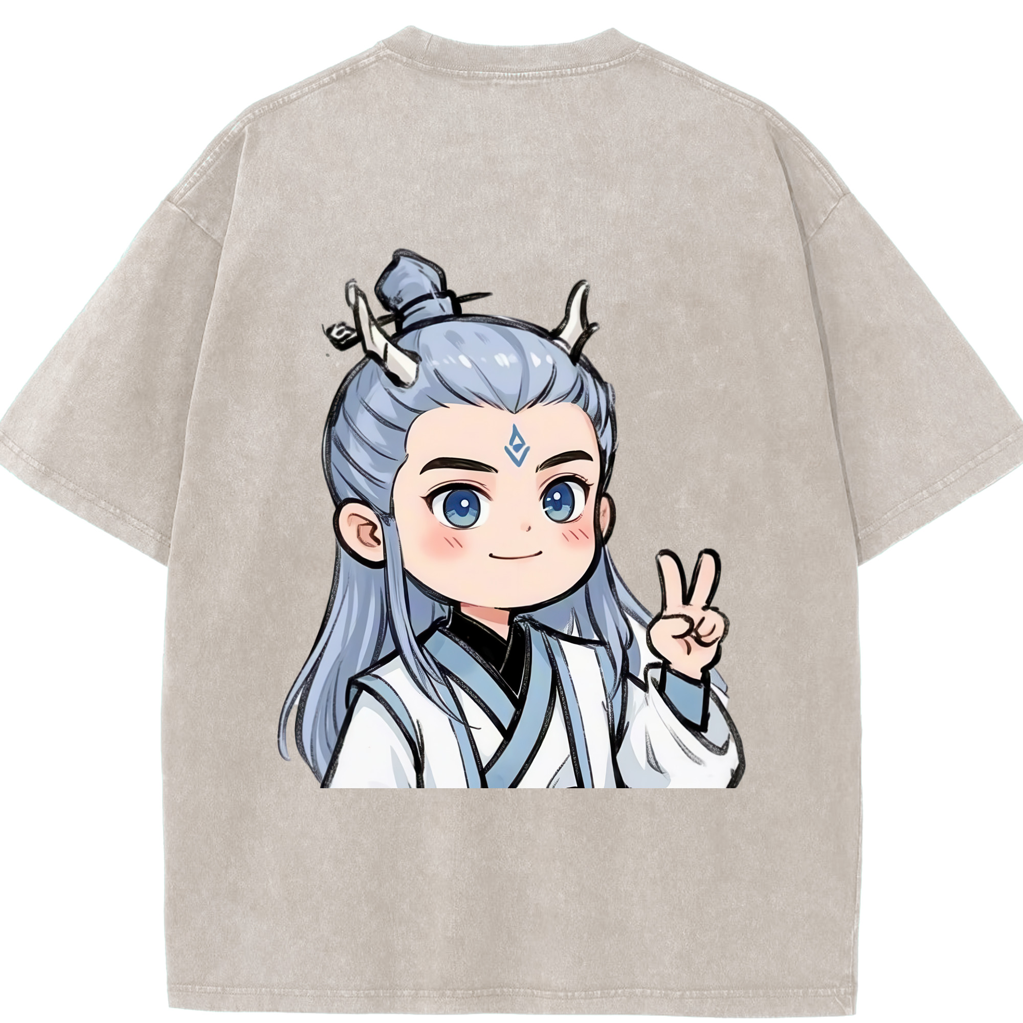 （画像用） Ne Zha 2 ナタ 魔童の大暴れ 綿100% ヴィンテージ風 半袖Tシャツ（背面プリント）