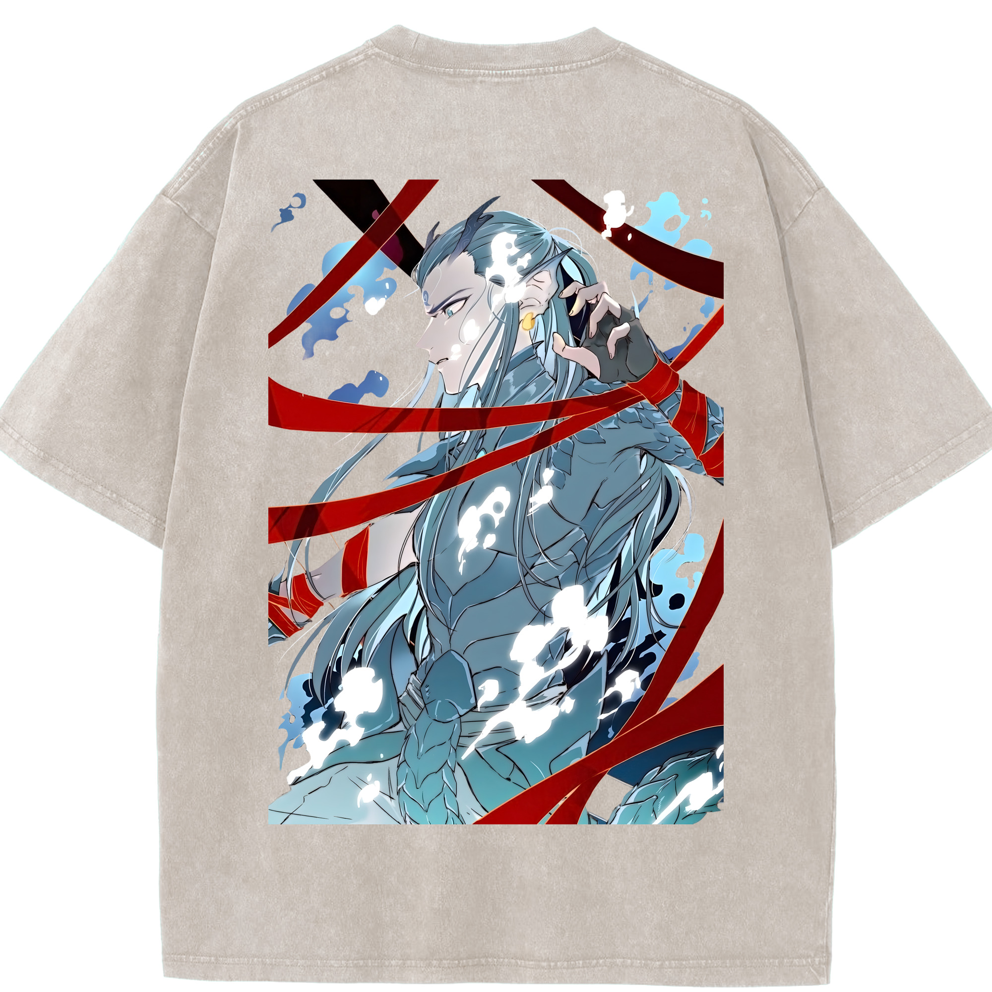 （画像用） Ne Zha 2 ナタ 魔童の大暴れ 綿100% ヴィンテージ風 半袖Tシャツ（背面プリント）