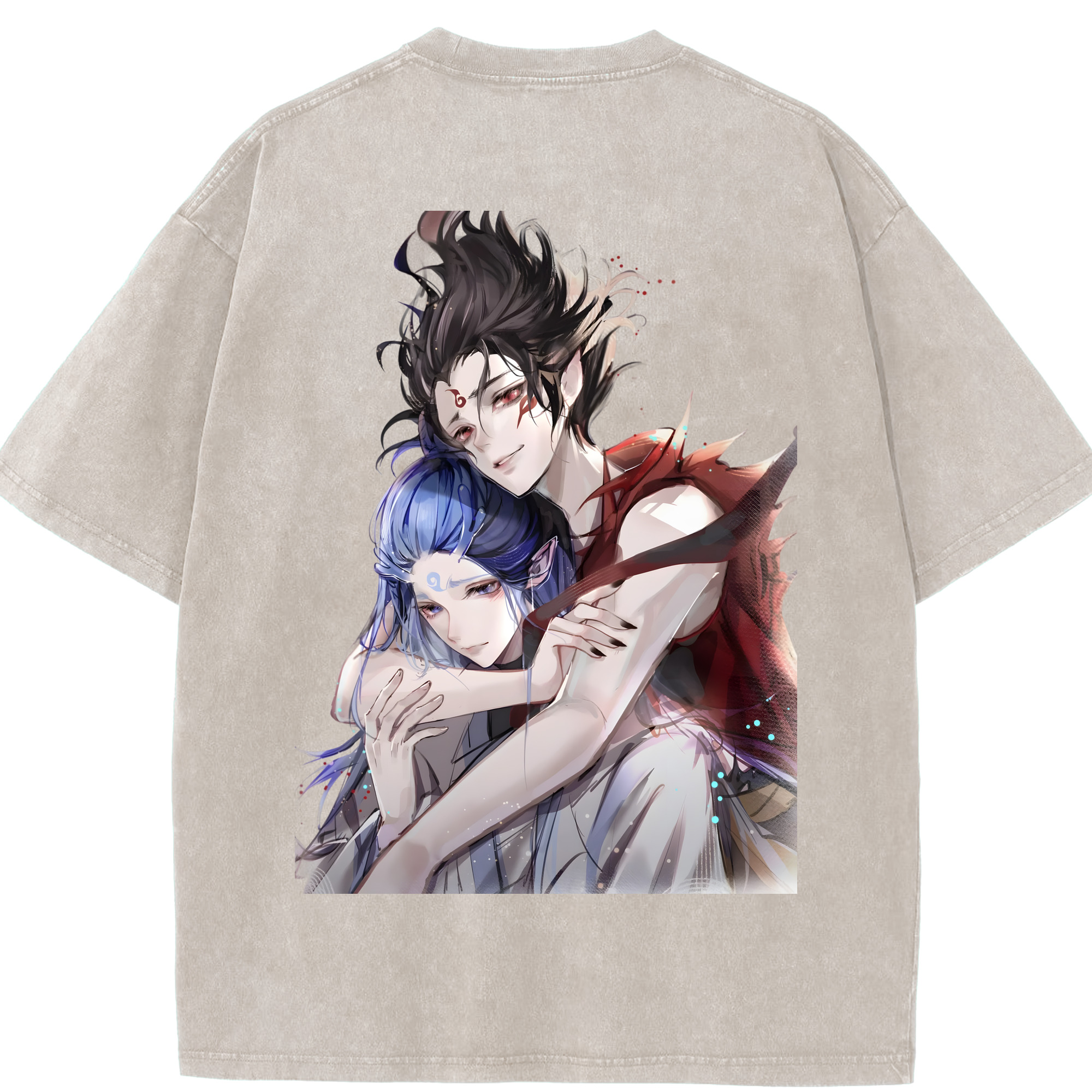 （画像用） Ne Zha 2 ナタ 魔童の大暴れ 綿100% ヴィンテージ風 半袖Tシャツ（背面プリント）