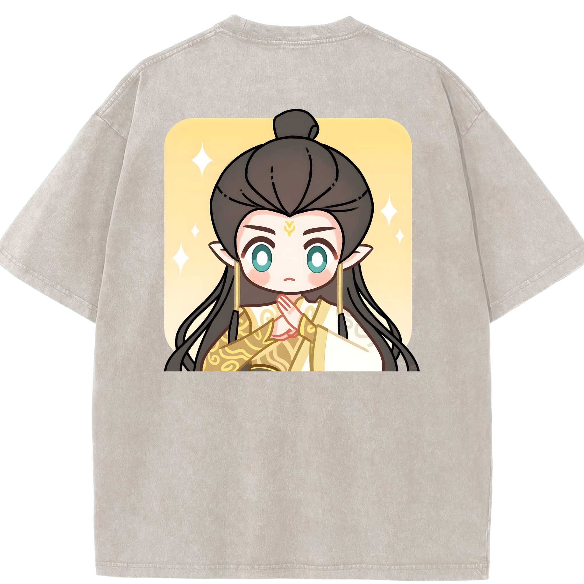 （画像用） Ne Zha 2 ナタ 魔童の大暴れ 綿100% ヴィンテージ風 半袖Tシャツ（背面プリント）