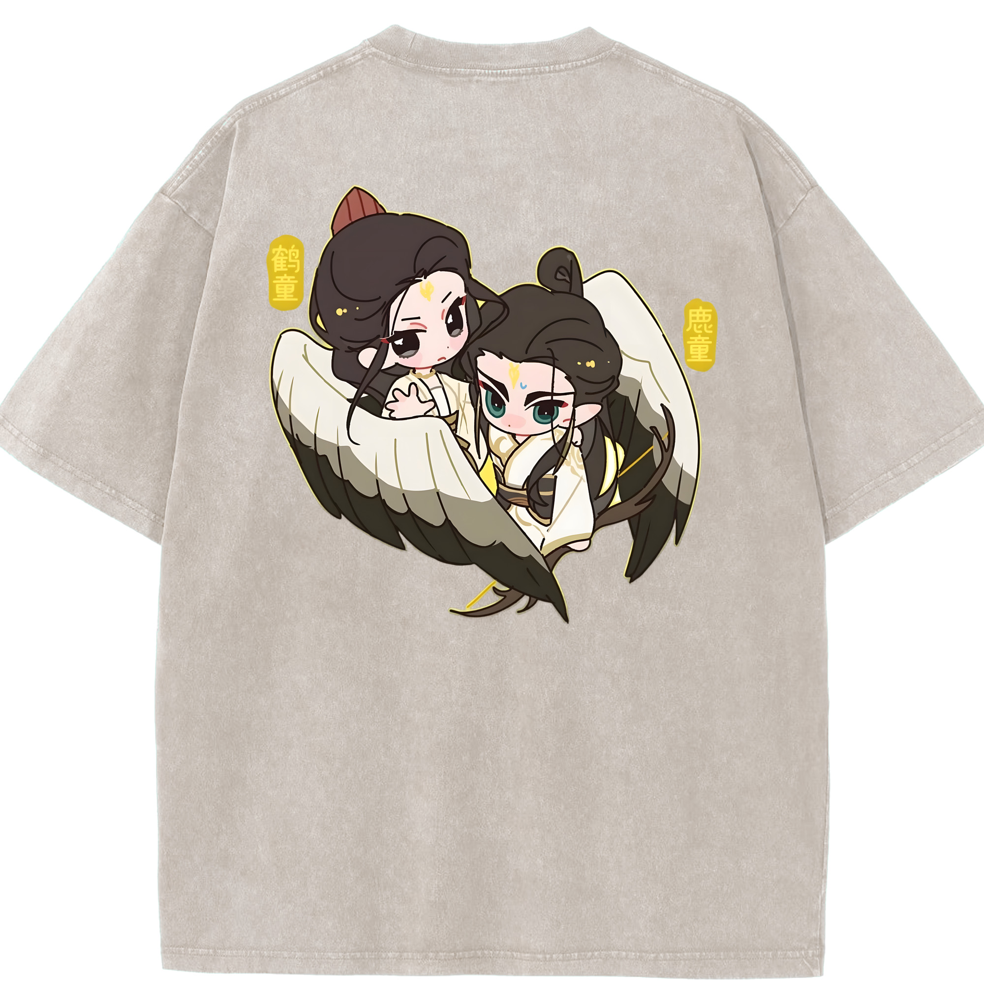 （画像用） Ne Zha 2 ナタ 魔童の大暴れ 綿100% ヴィンテージ風 半袖Tシャツ（背面プリント）