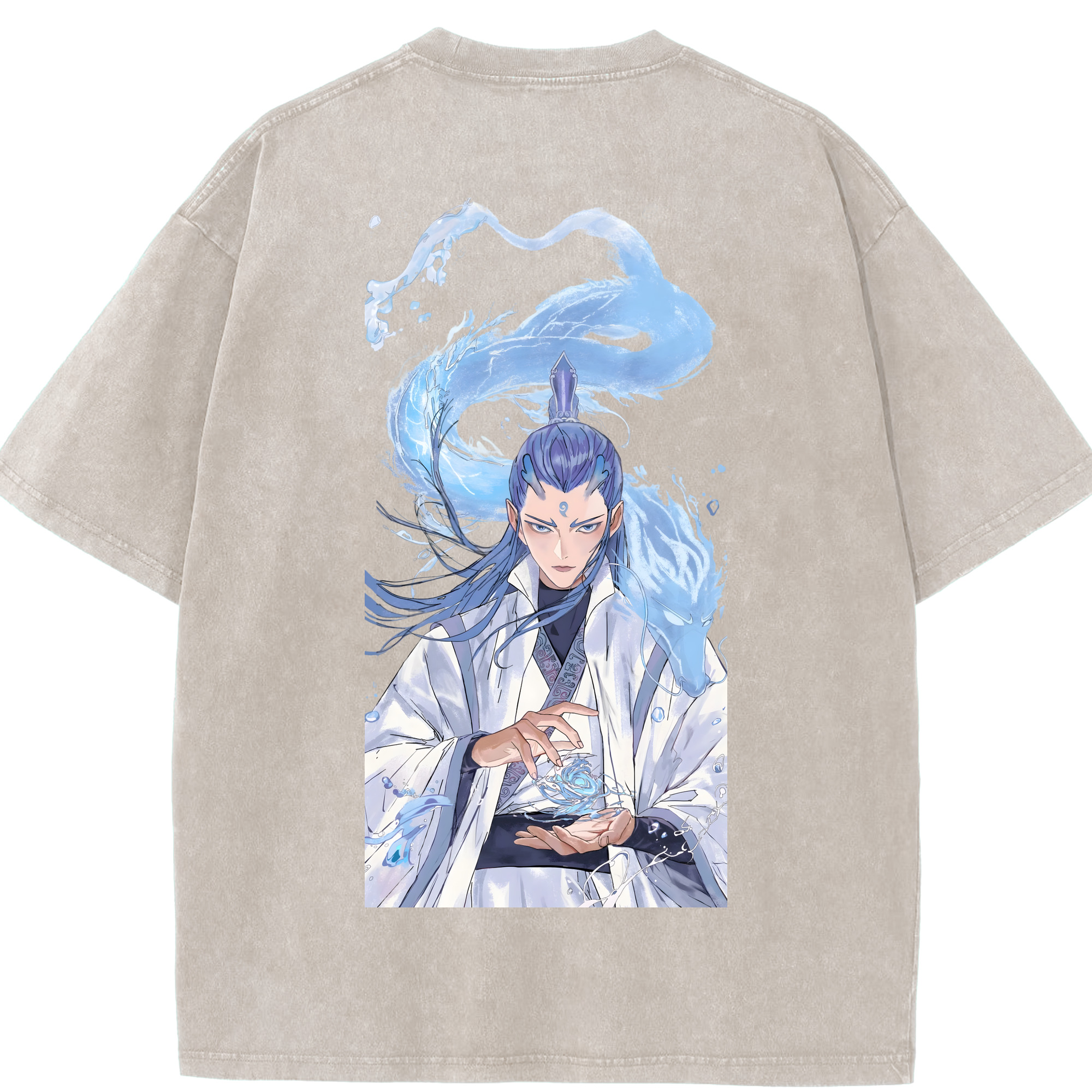 （画像用） Ne Zha 2 ナタ 魔童の大暴れ 綿100% ヴィンテージ風 半袖Tシャツ（背面プリント）