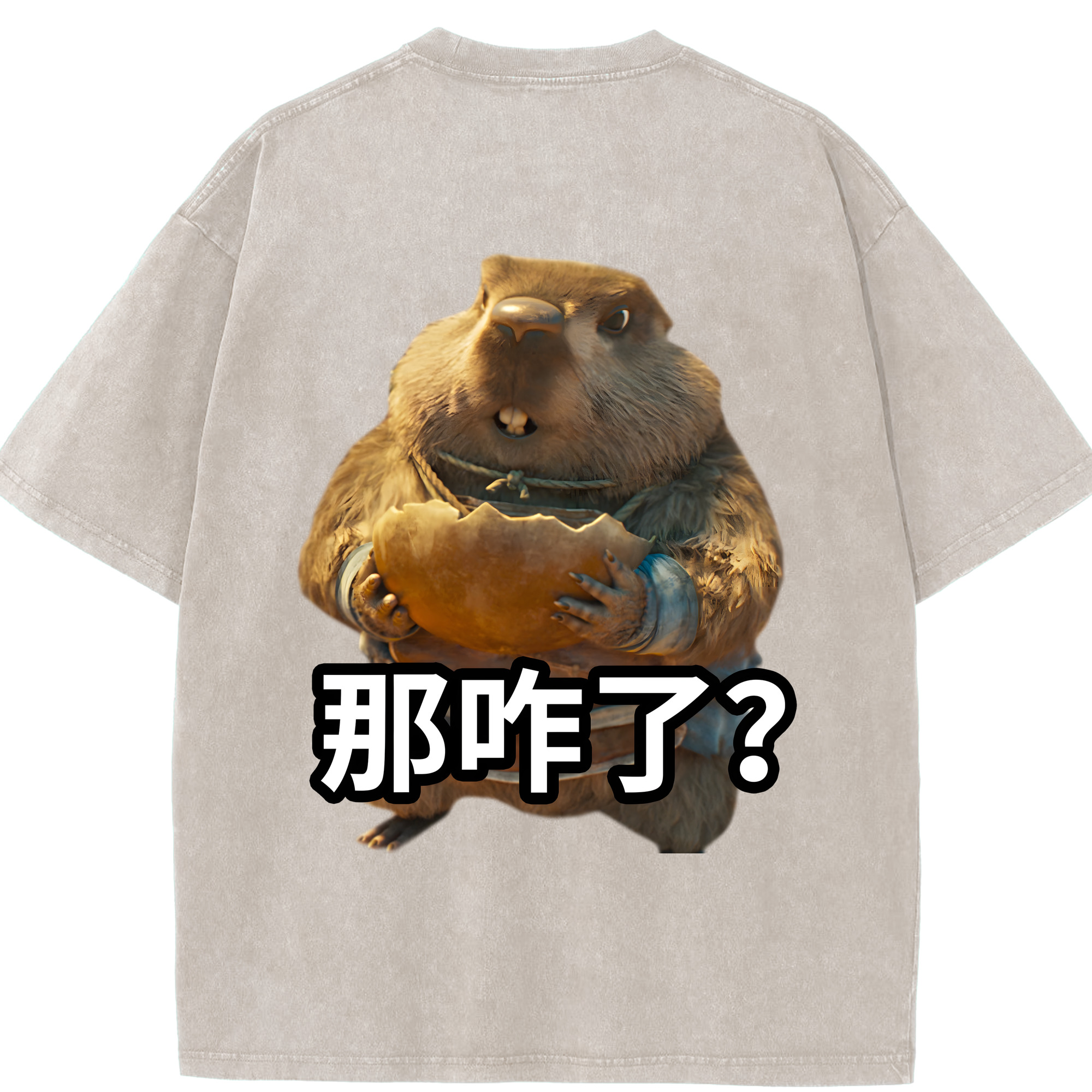 （画像用） Ne Zha 2 ナタ 魔童の大暴れ 綿100% ヴィンテージ風 半袖Tシャツ（背面プリント）